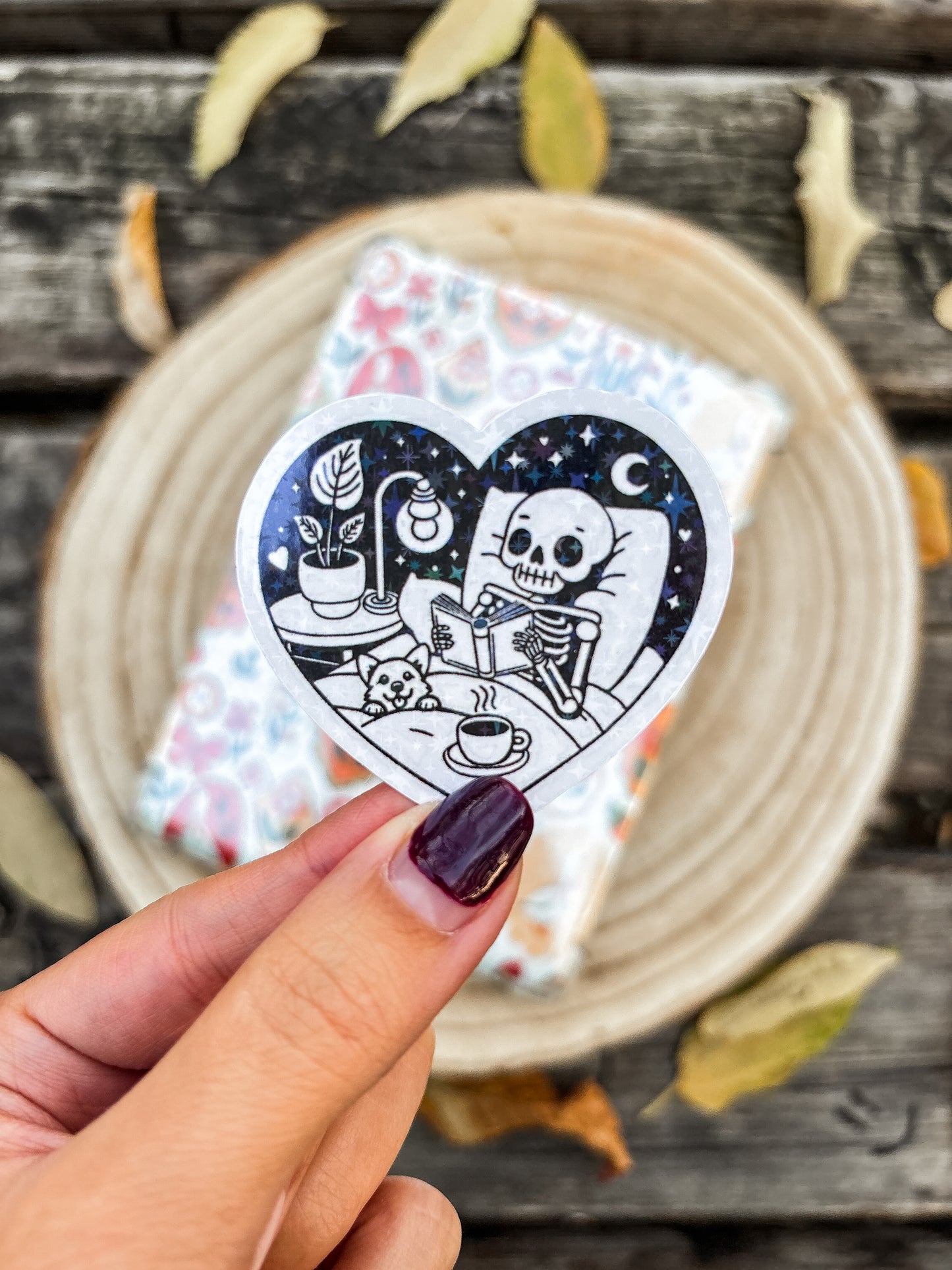 Bookish Skeleton Vinyl Sticker