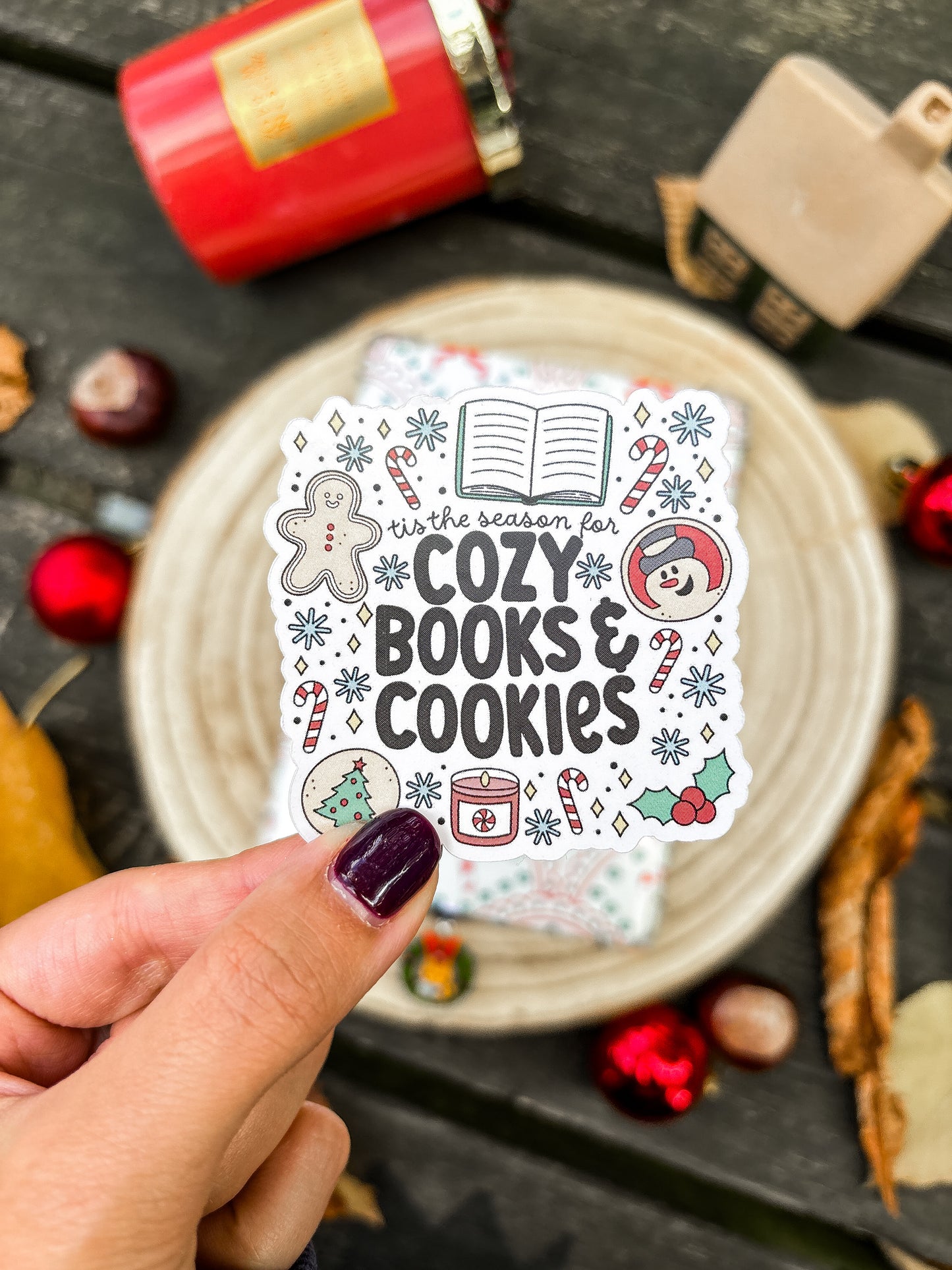 Cozy Books and Cookies Vinyl Sticker