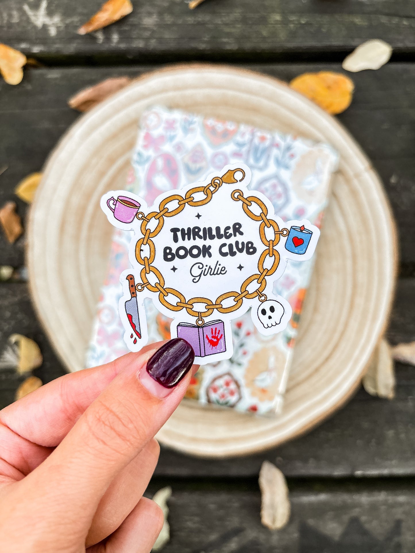 Thriller Book Club Charm Bracelet Vinyl Sticker