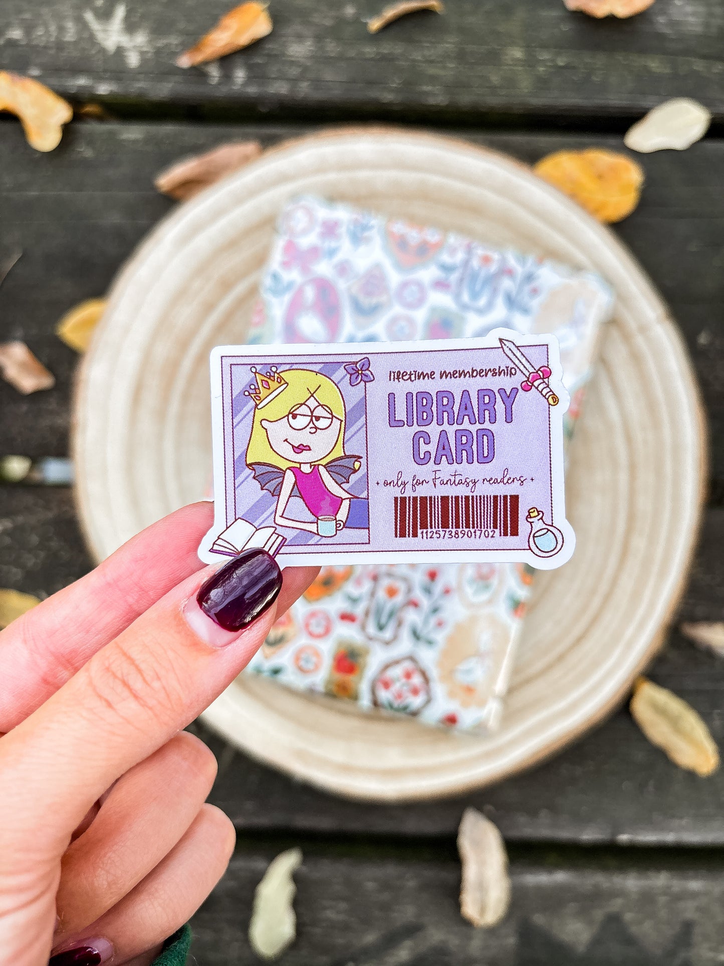 Fantasy Library Card Vinyl Sticker
