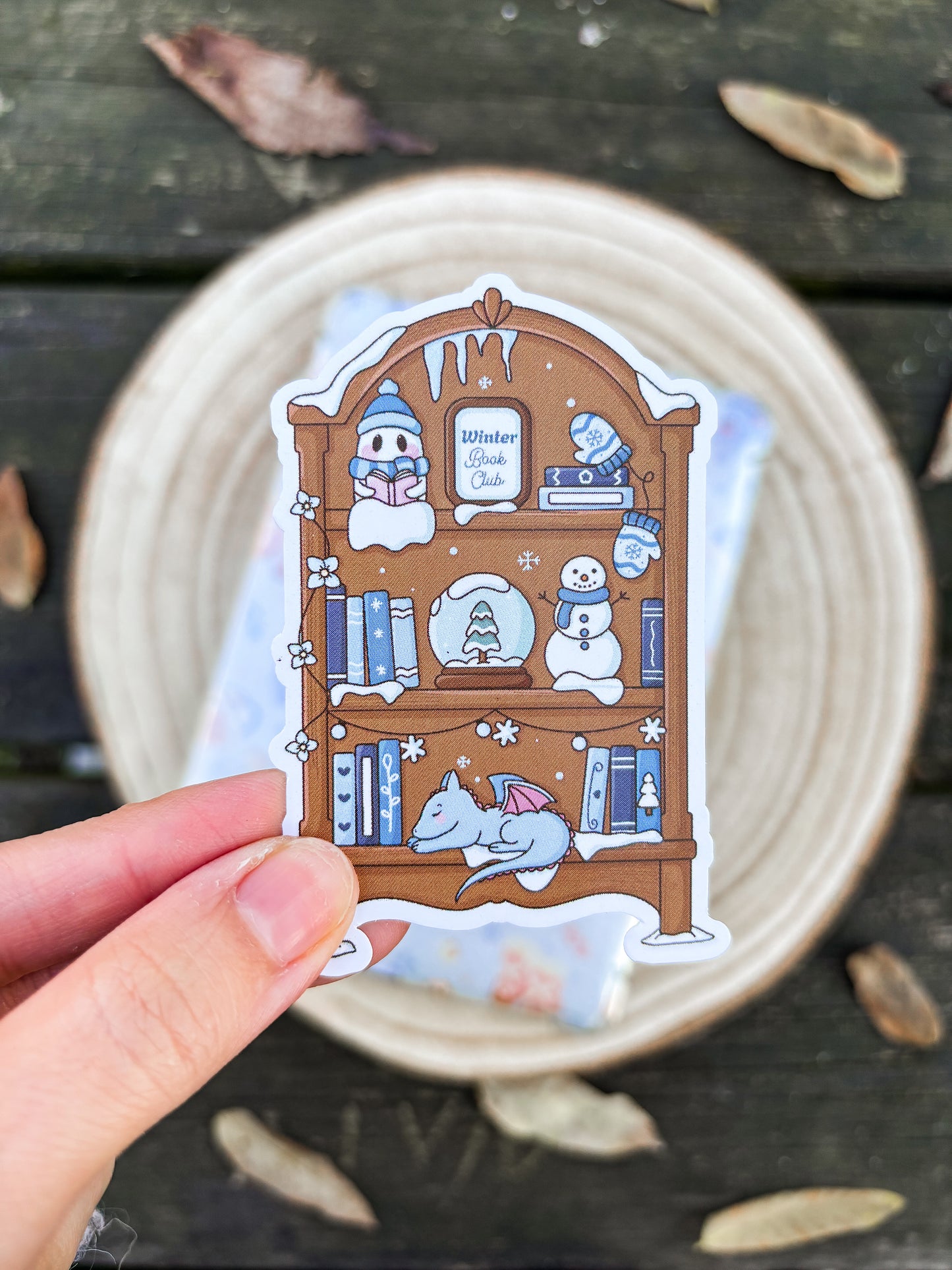 Winter Bookshelf Vinyl Sticker