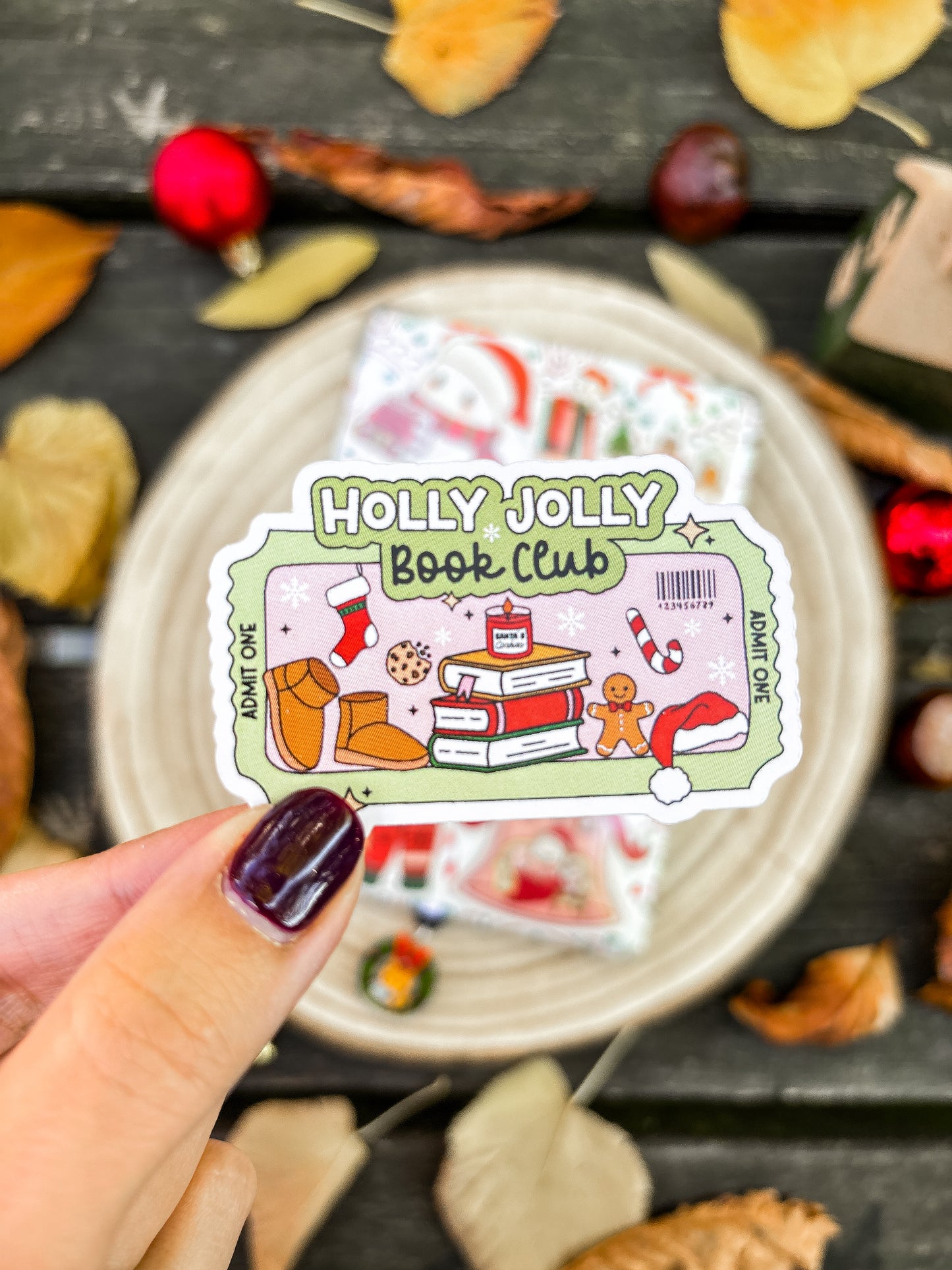 Christmas Bookclub Ticket Vinyl Sticker