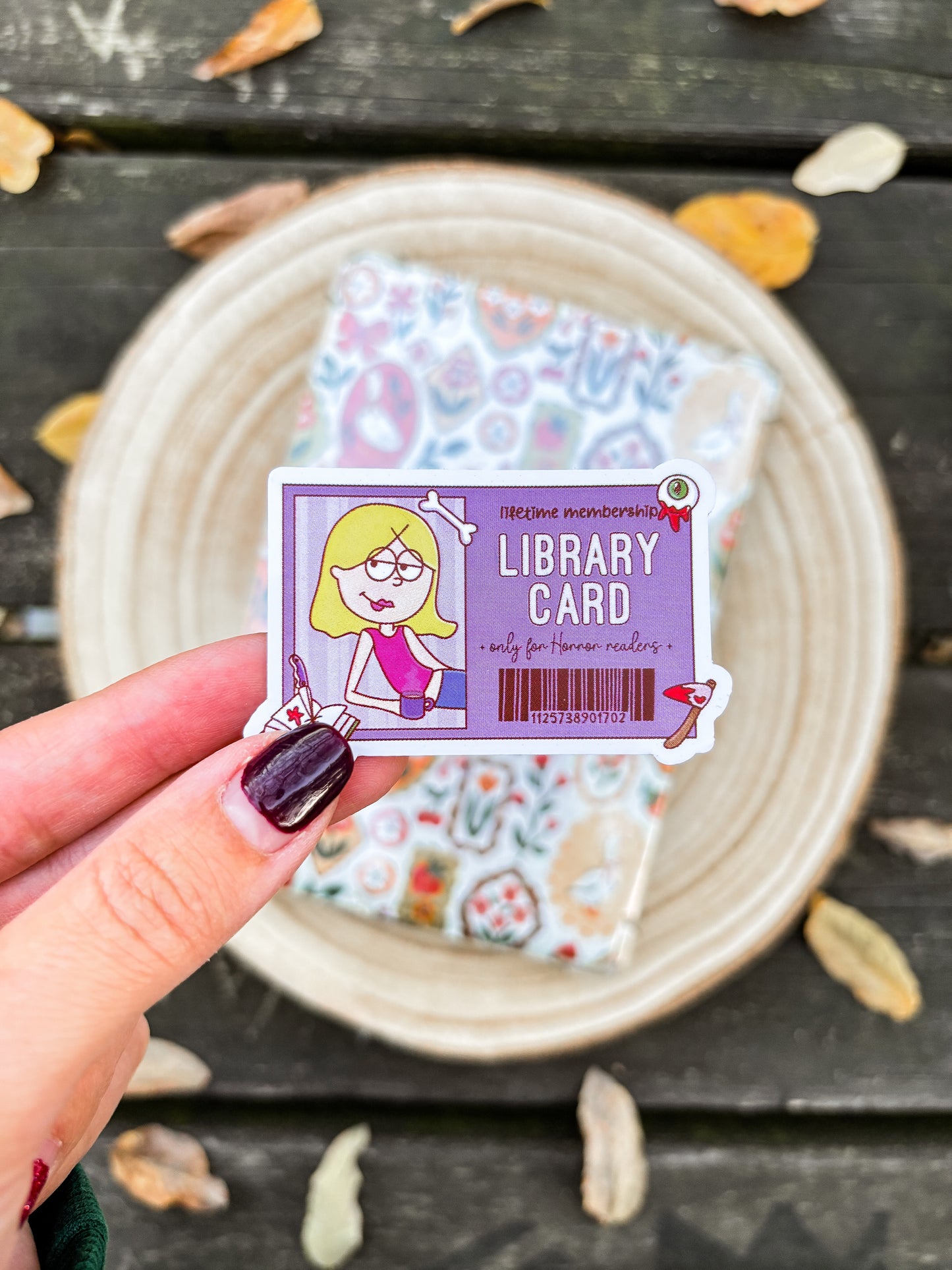 Horror Library Card Vinyl Sticker