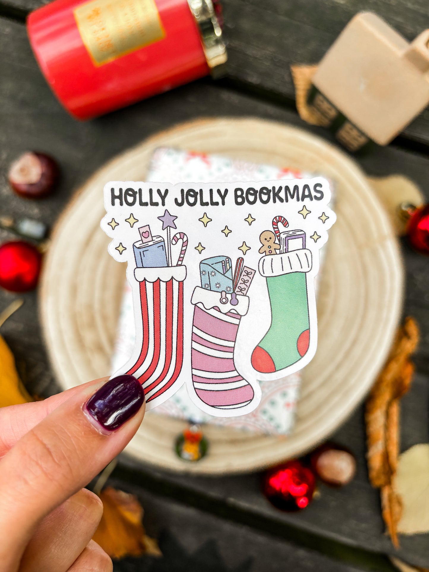 Holly Jolly Bookmas Vinyl Sticker