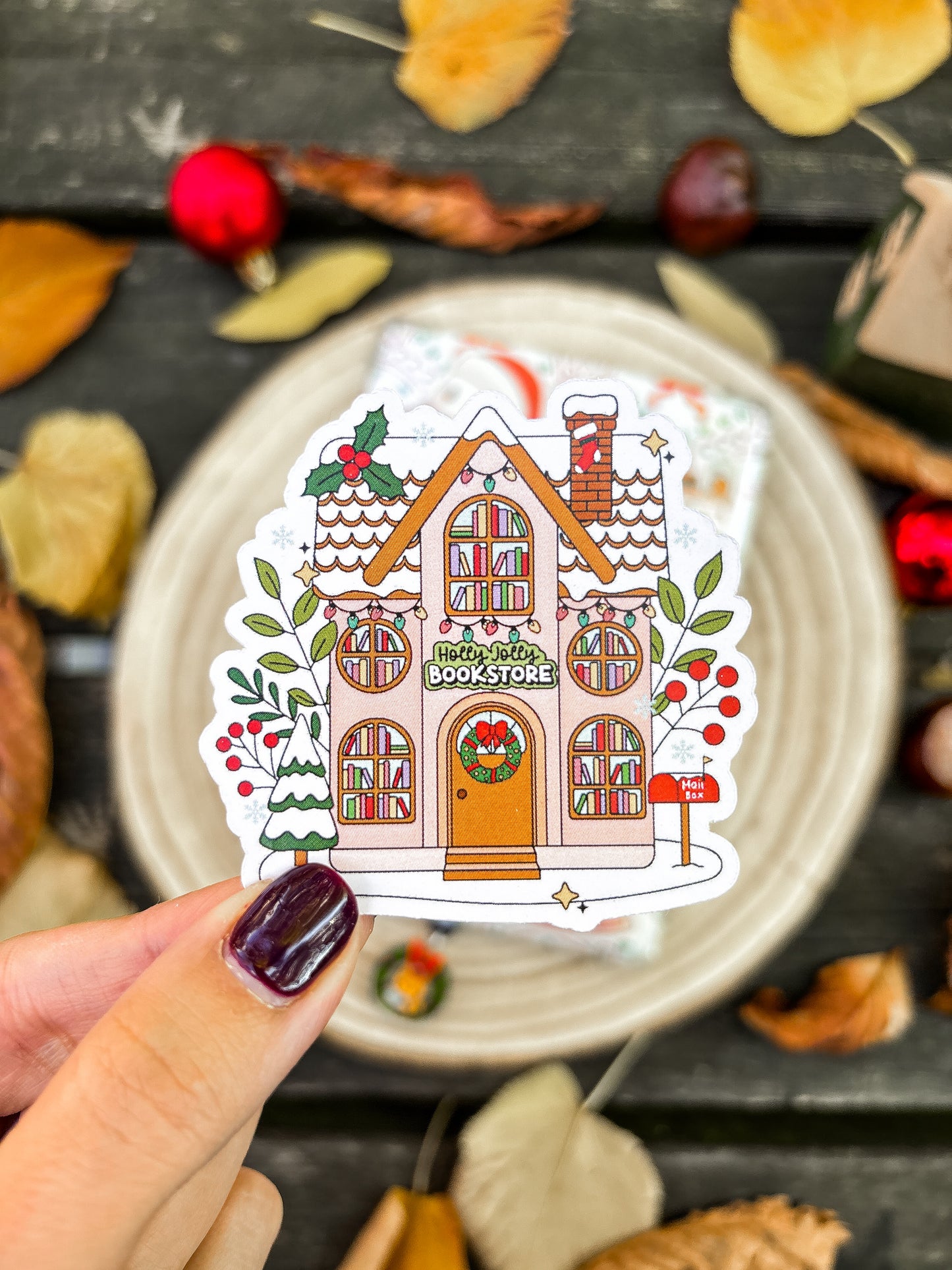 Holly Jolly Bookstore Vinyl Sticker