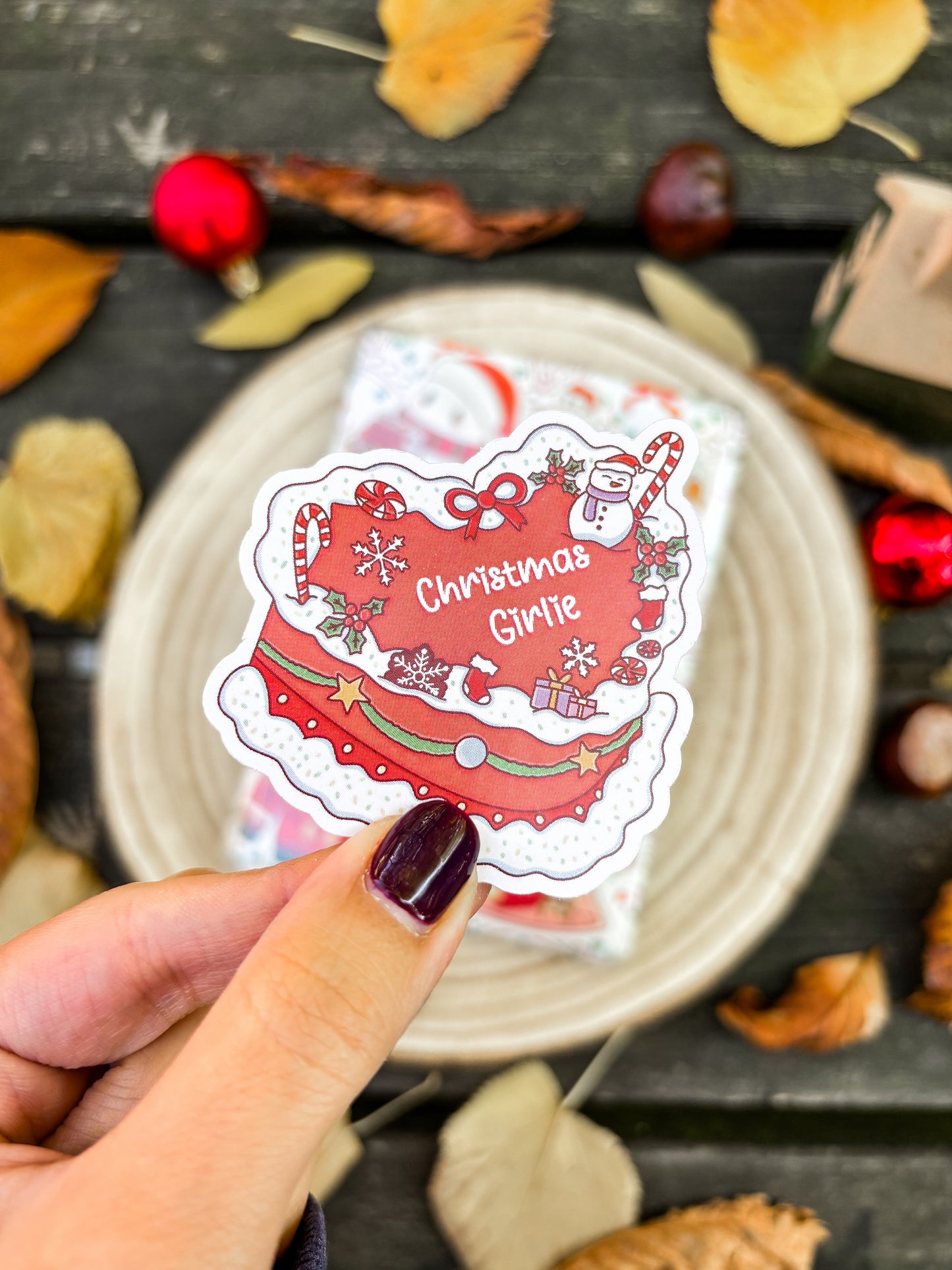 Christmas Girlie Cake Vinyl Sticker