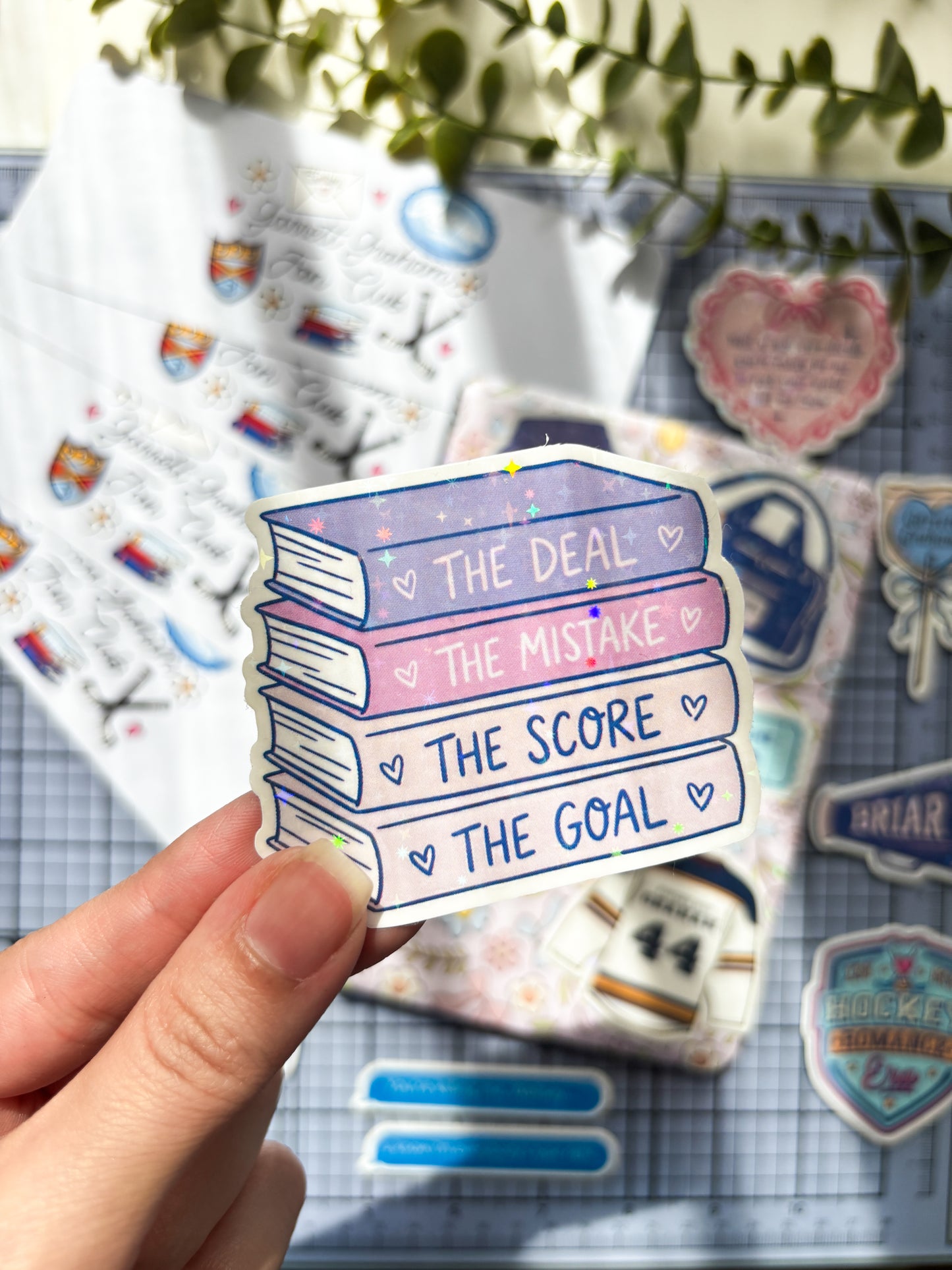 Off Campus book pile Vinyl Sticker