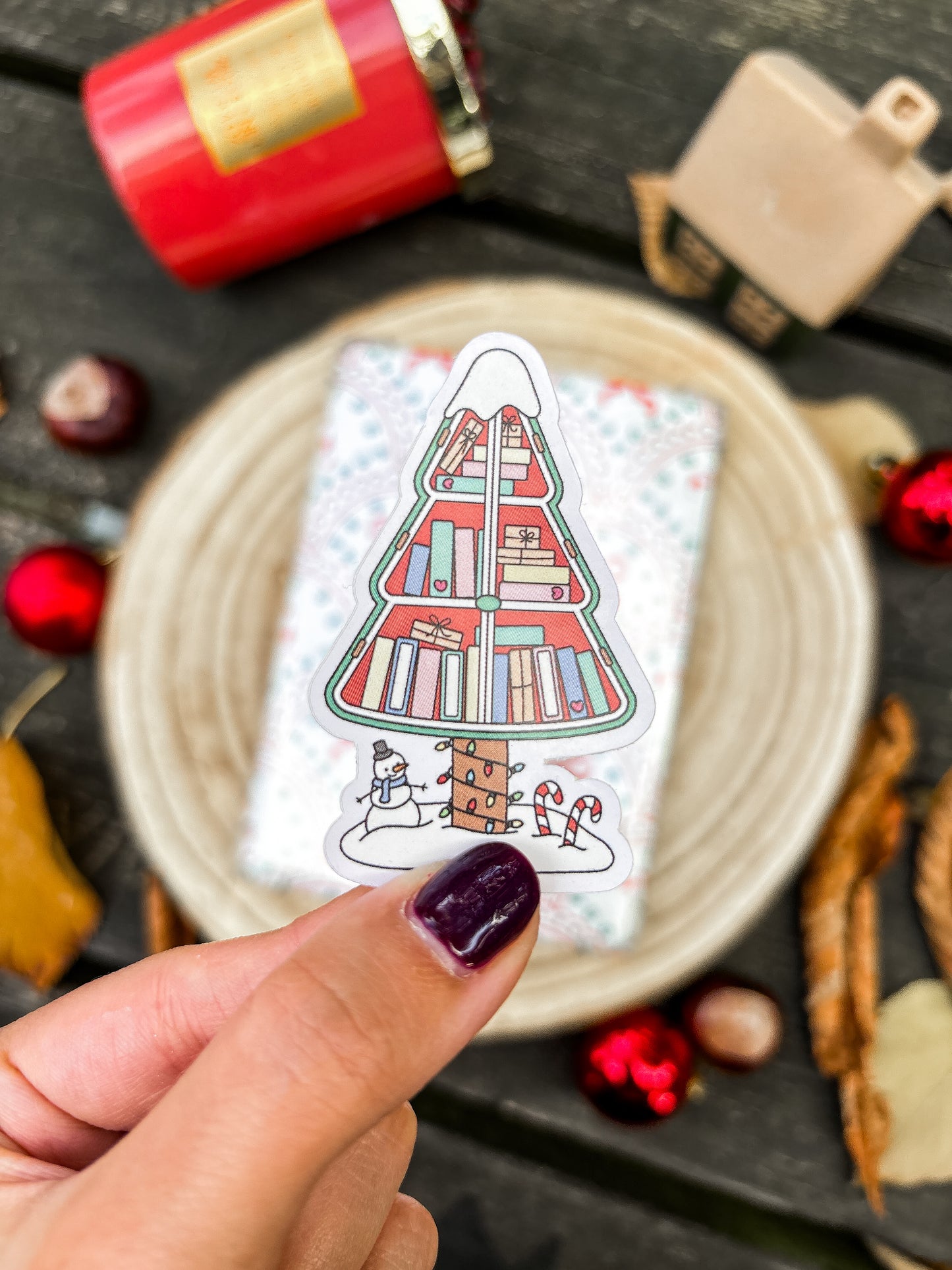 Christmas Library Vinyl Sticker