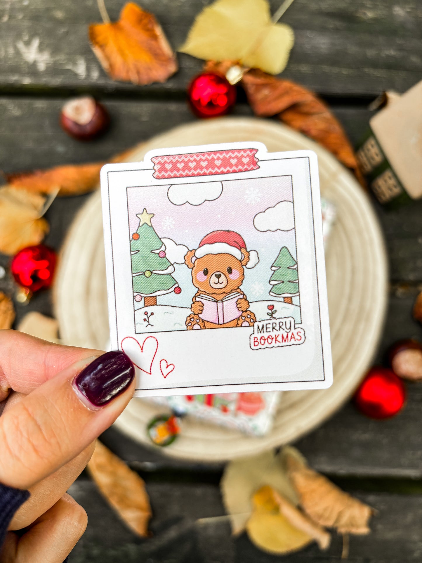 Bookish Teddy Vinyl Sticker