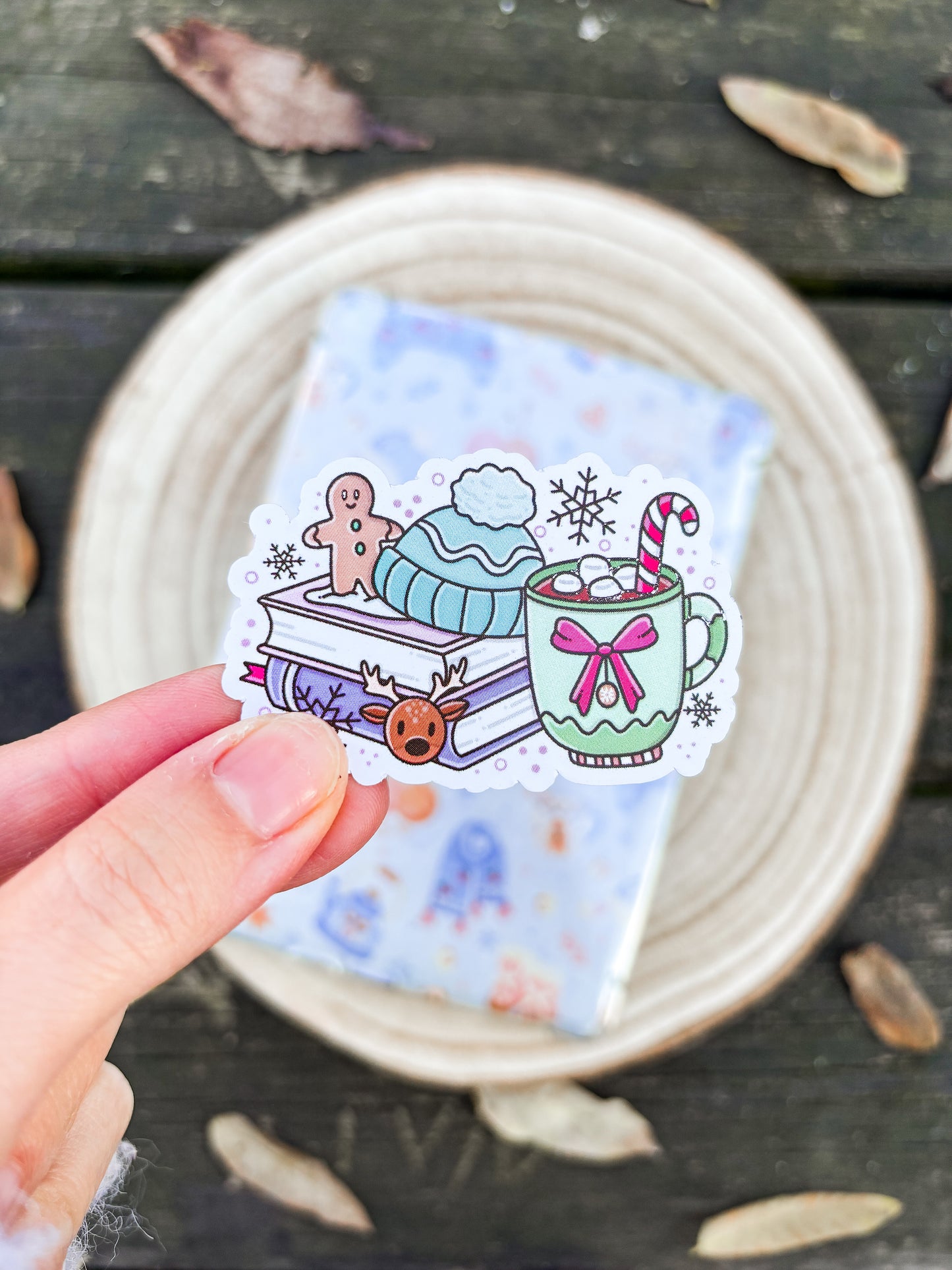 Winter Books and Cocoa Vinyl Sticker