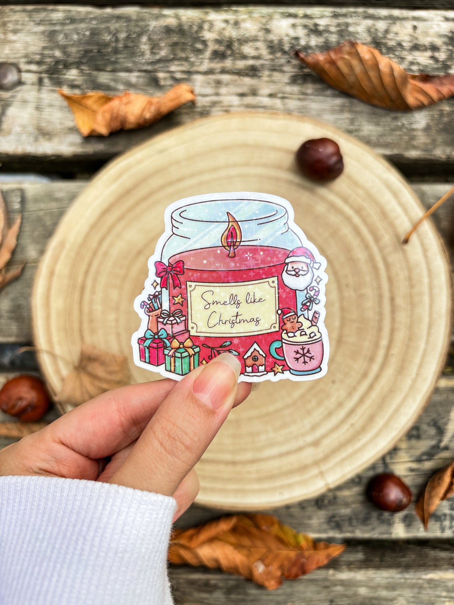 Holiday candle vinyl Sticker Christmas kindle sticker