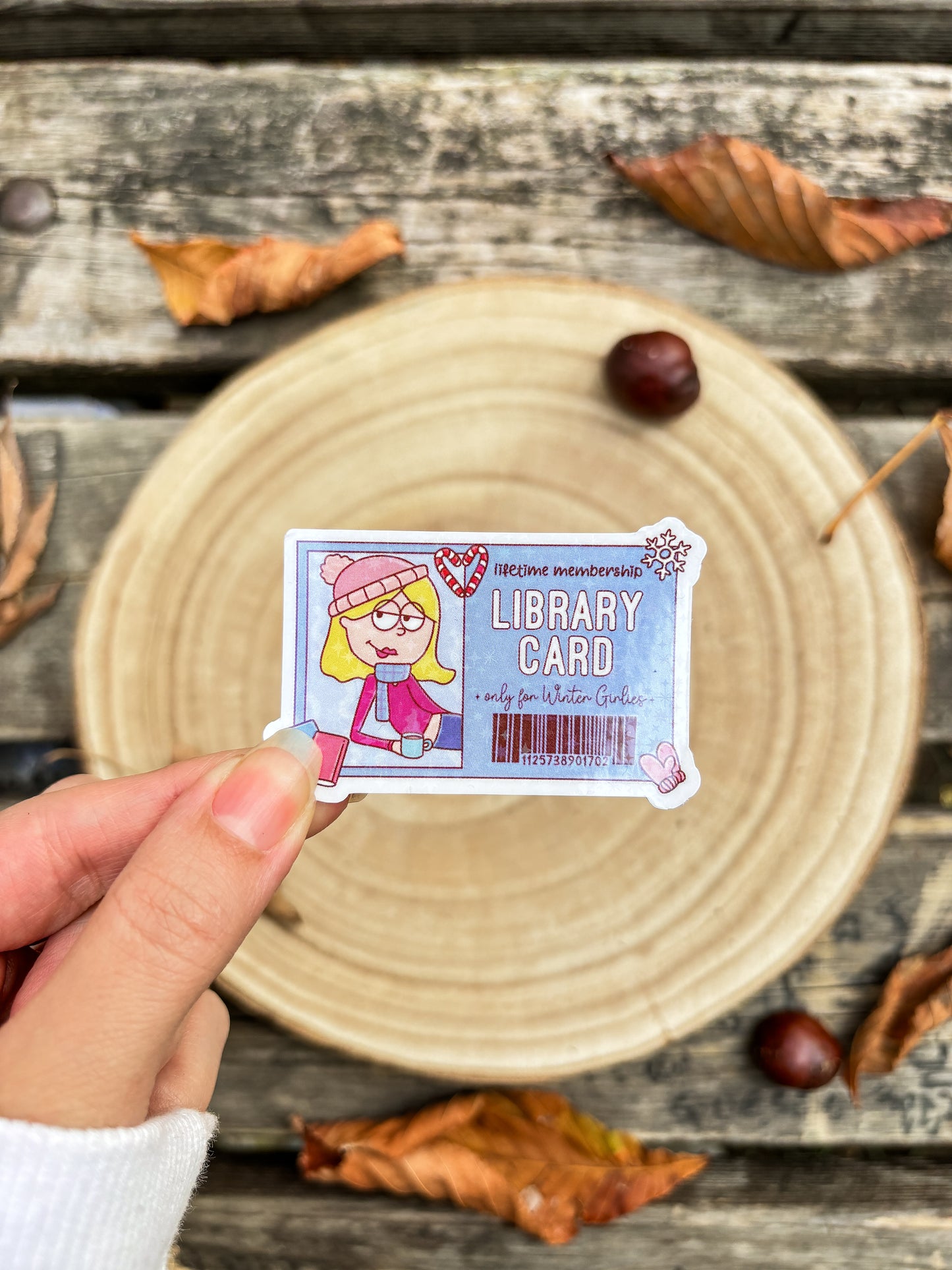 Library card vinyl Sticker winter kindle sticker