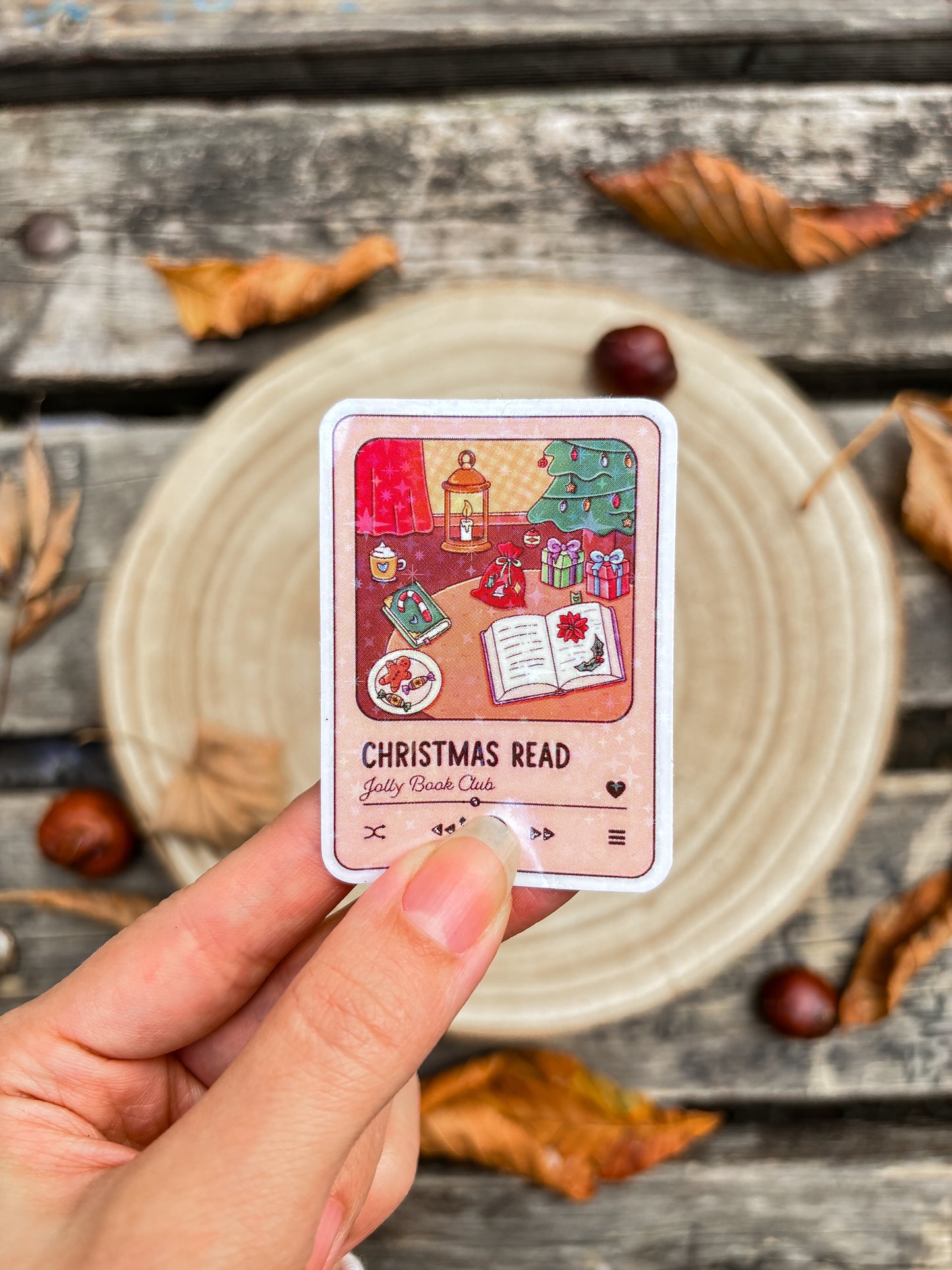 Christmas read player vinyl Sticker holiday kindle sticker
