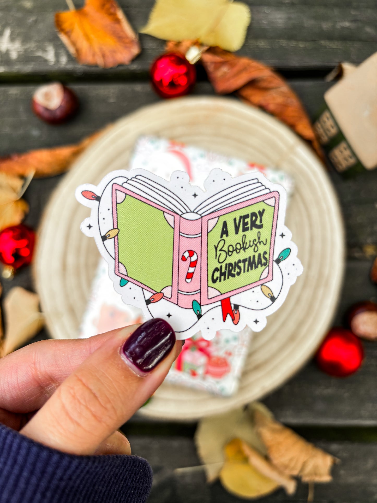 Bookish Christmas Vinyl Sticker