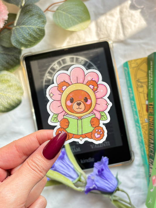 Bookish teddy bear Vinyl Sticker
