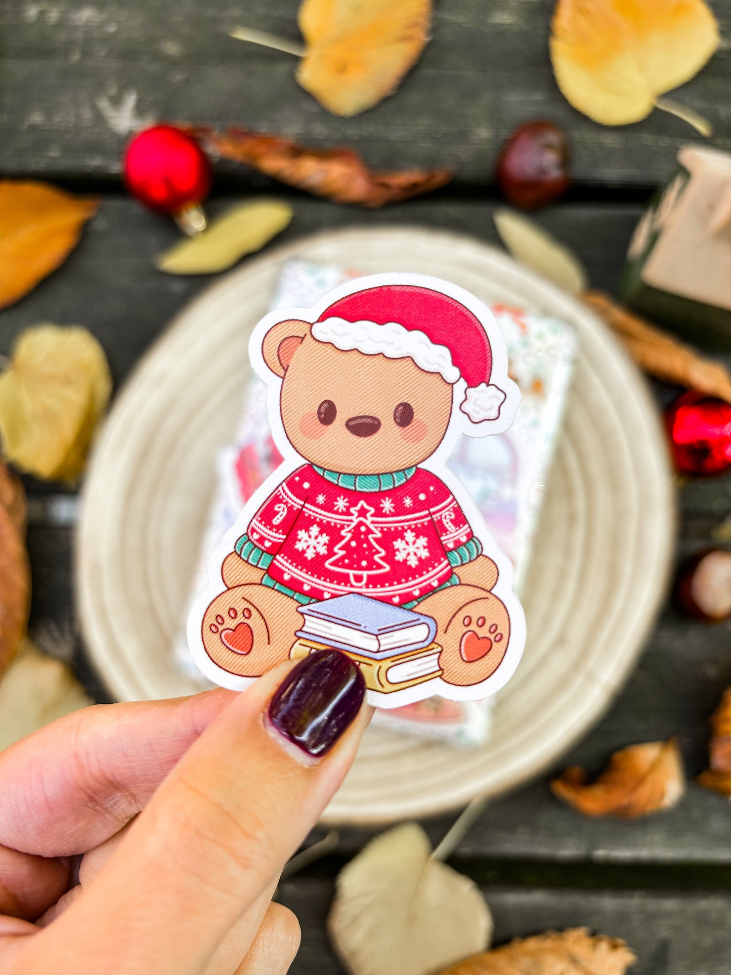 Christmas Teddy Bear Vinyl Sticker
