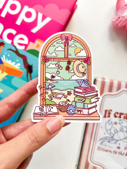 Bookish Summer Window Vinyl Sticker