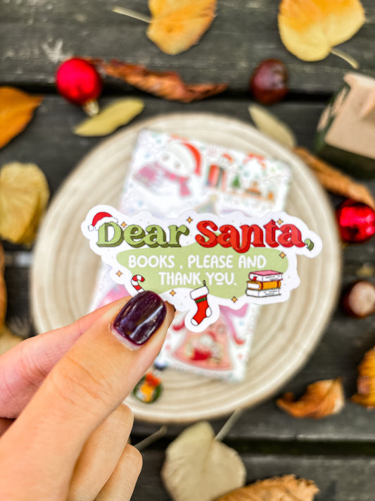 Dear Santa Books Please Vinyl Sticker