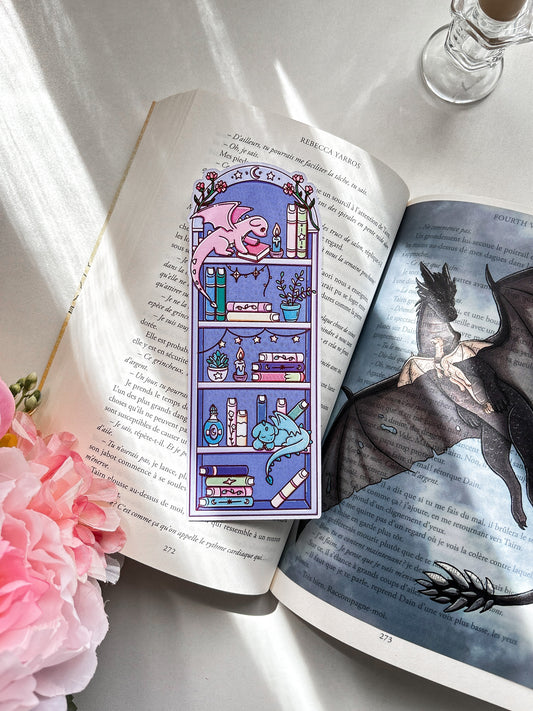 Fantasy Bookshelf Dragon die-cut bookmark