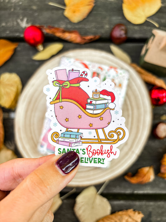 Santa's Bookish Delivery Vinyl Sticker