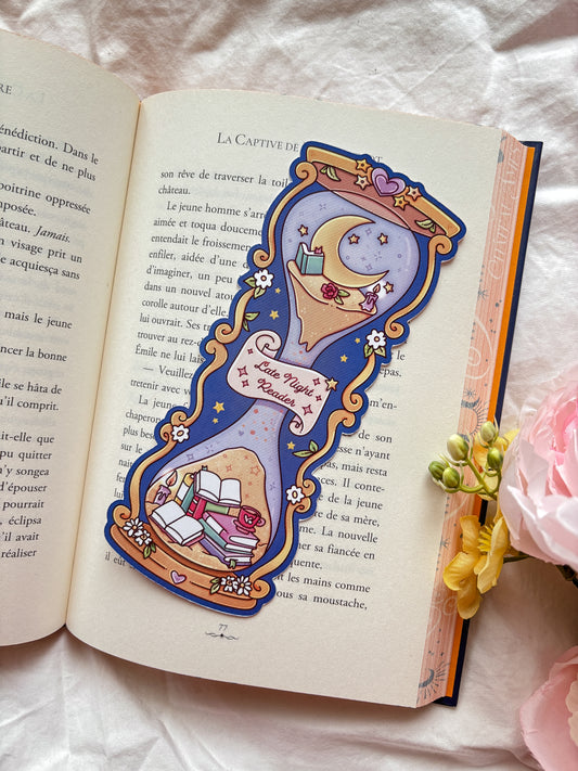 Late night reader Die-cut bookmark bookish gift