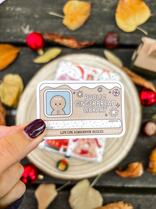 Christmas Library Card Vinyl Sticker