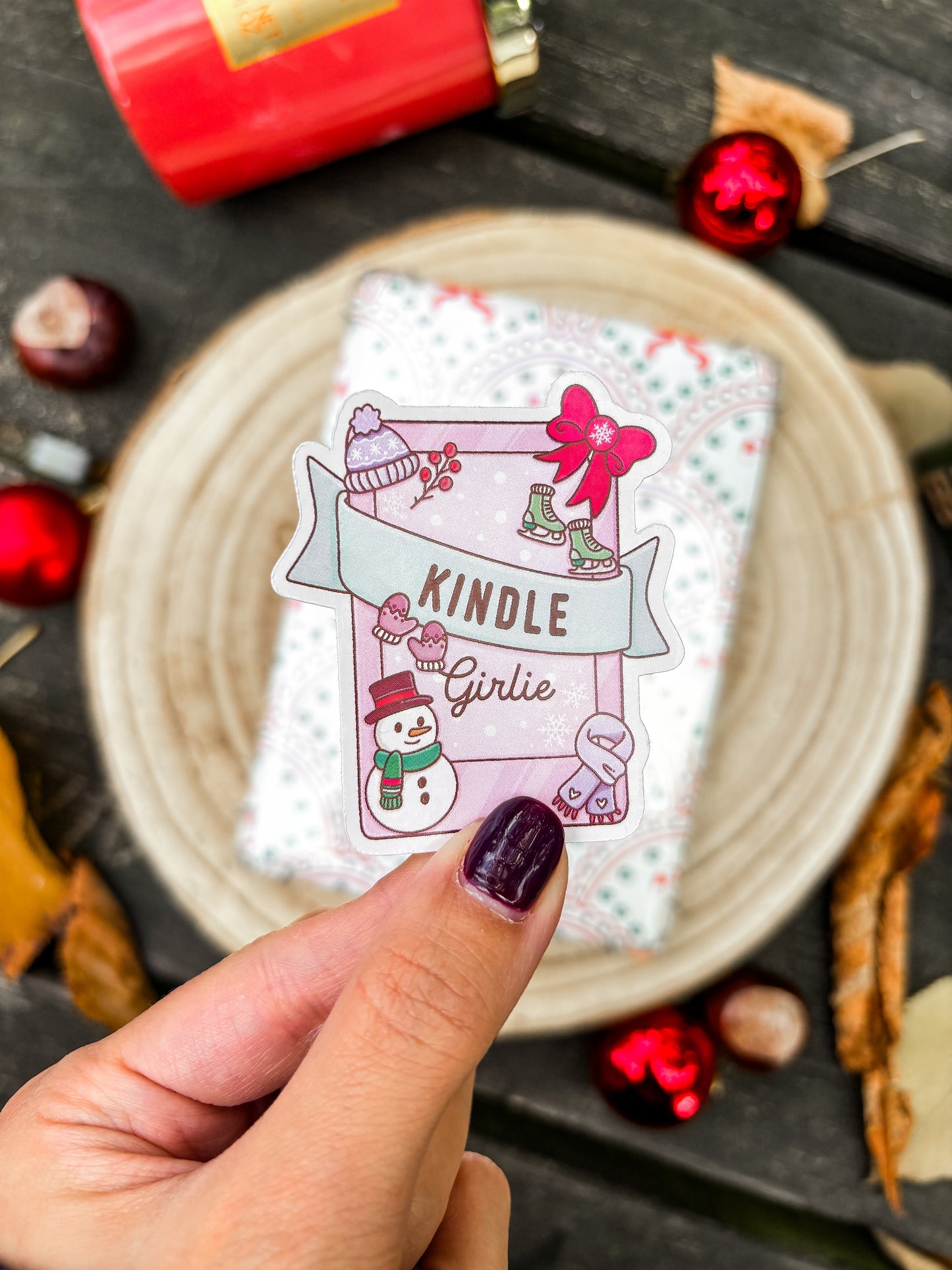 Winter Kindle Girlie Vinyl Sticker