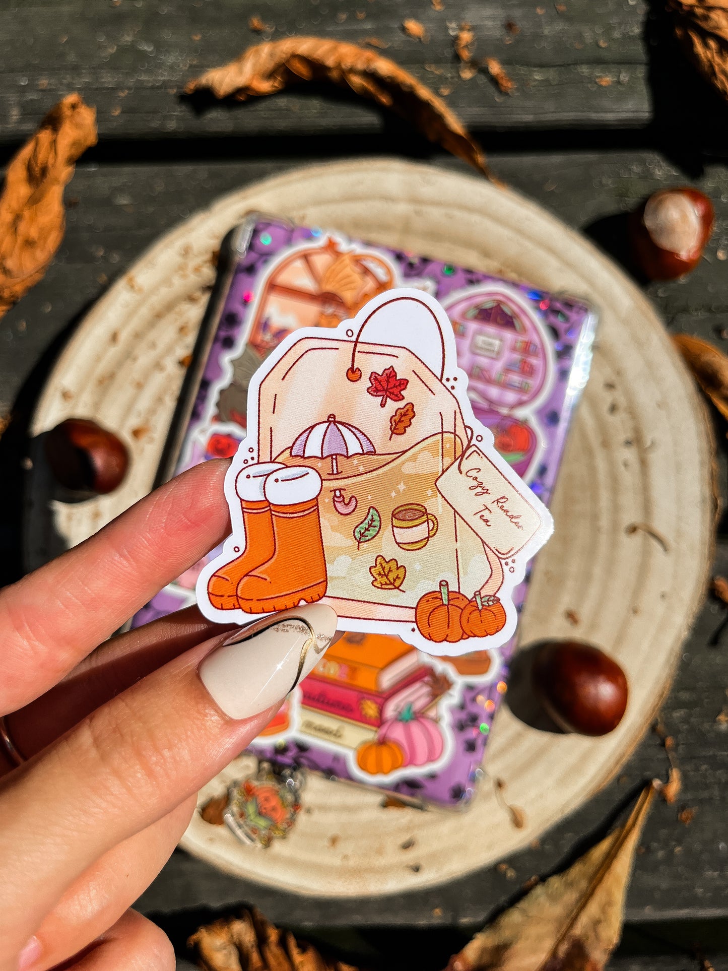 Fall Tea Bag Vinyl Sticker