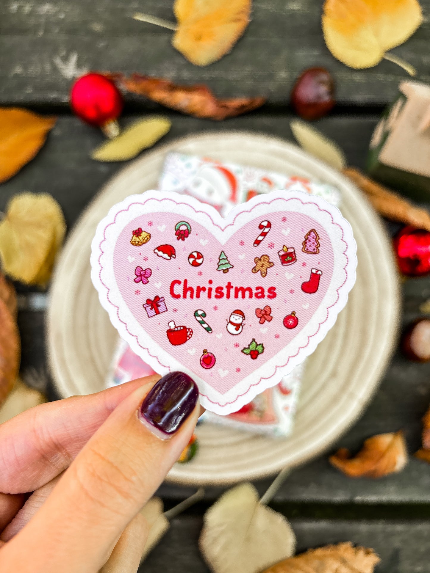 Christmas Heart Vinyl Sticker