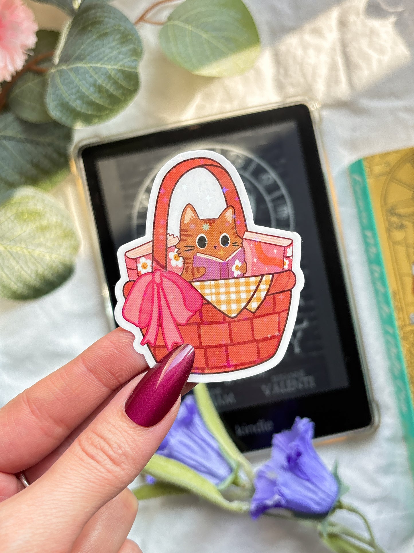 Bookish cat Vinyl Sticker