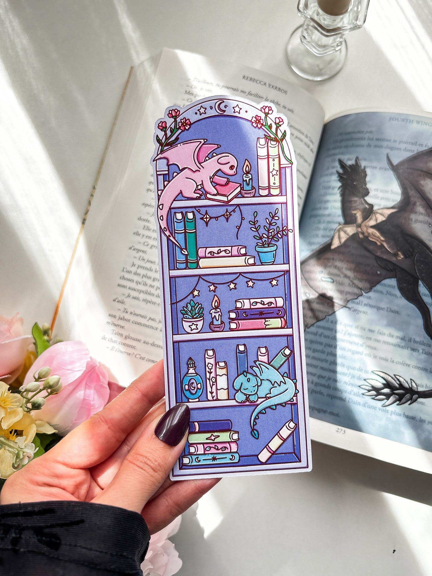 Fantasy Bookshelf Dragon die-cut bookmark