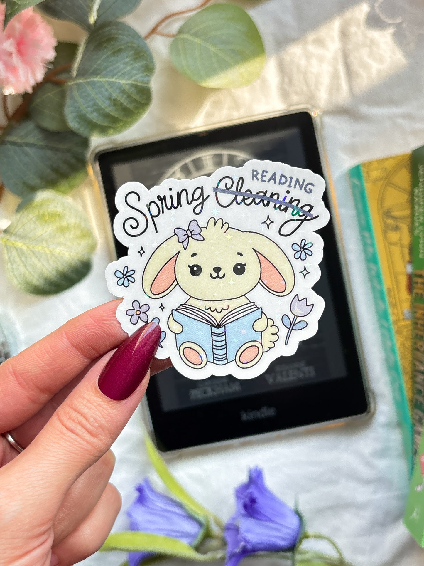 Cute bookish bunny Vinyl Sticker