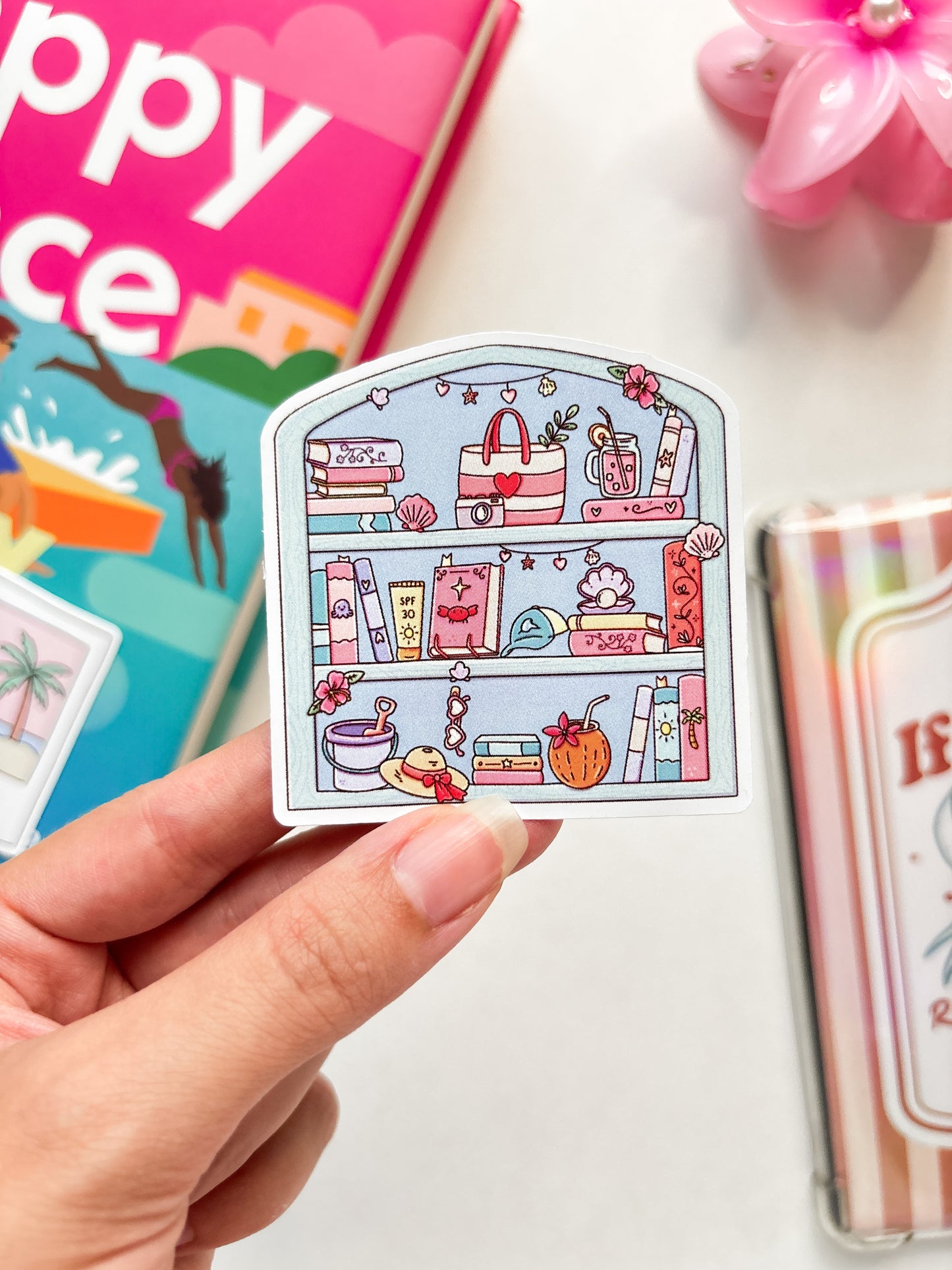 Summer Bookshelf Vinyl Sticker