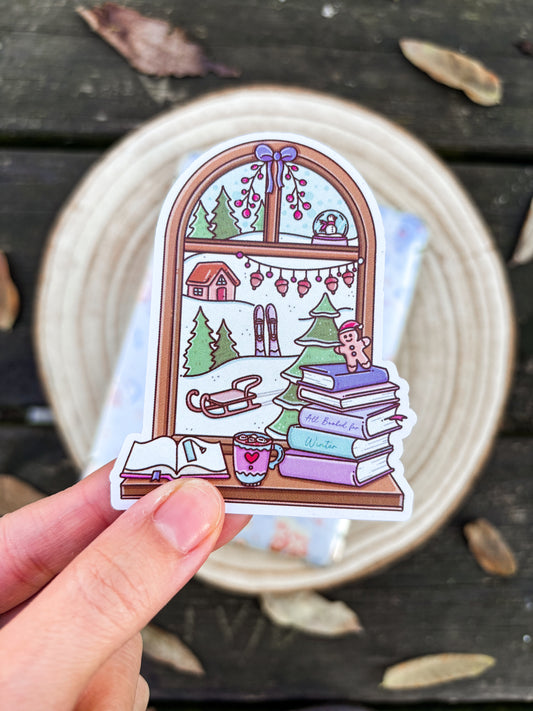 Winter Bookish Window Vinyl Sticker