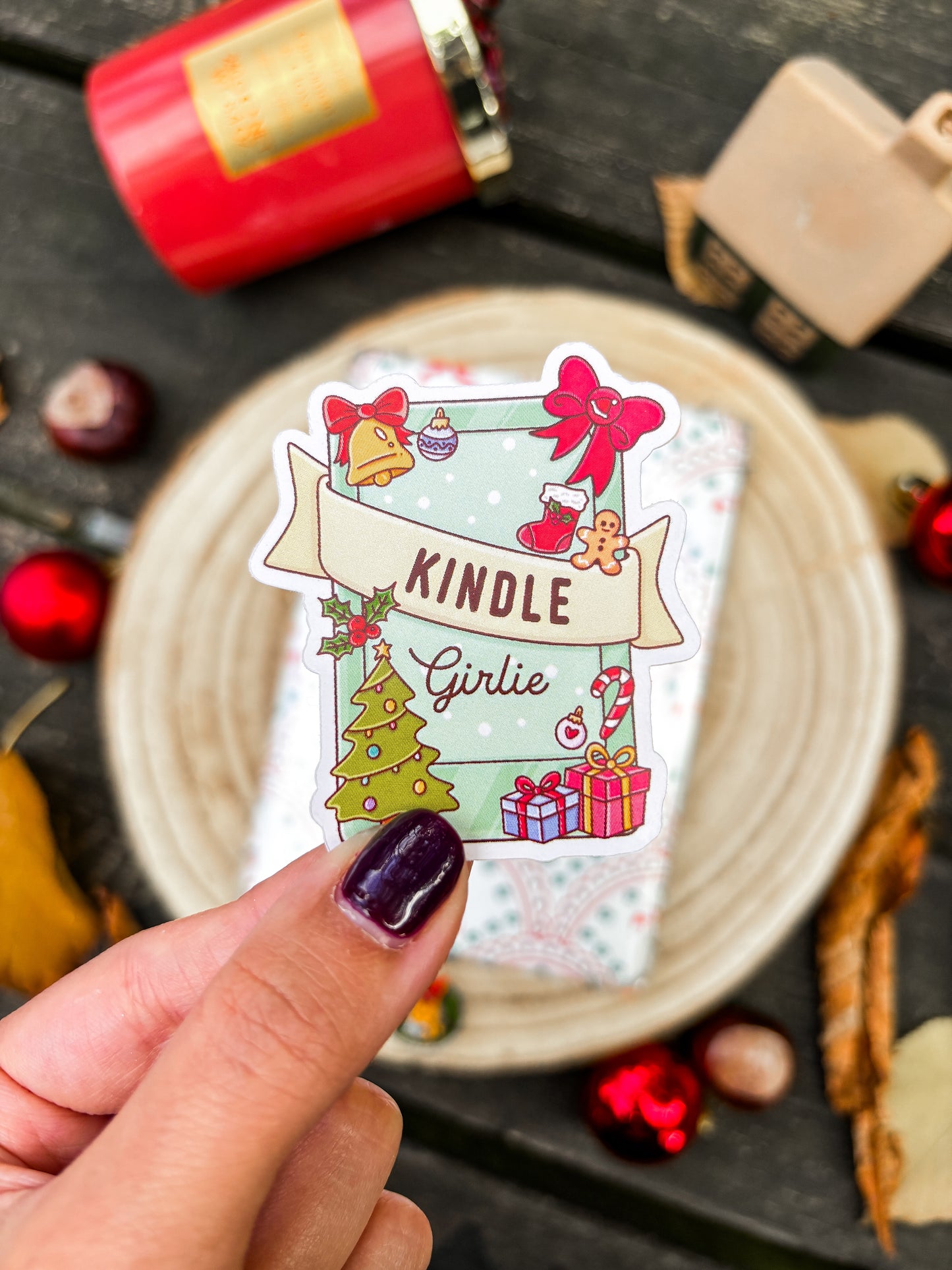 Christmas Kindle Girlie Vinyl Sticker