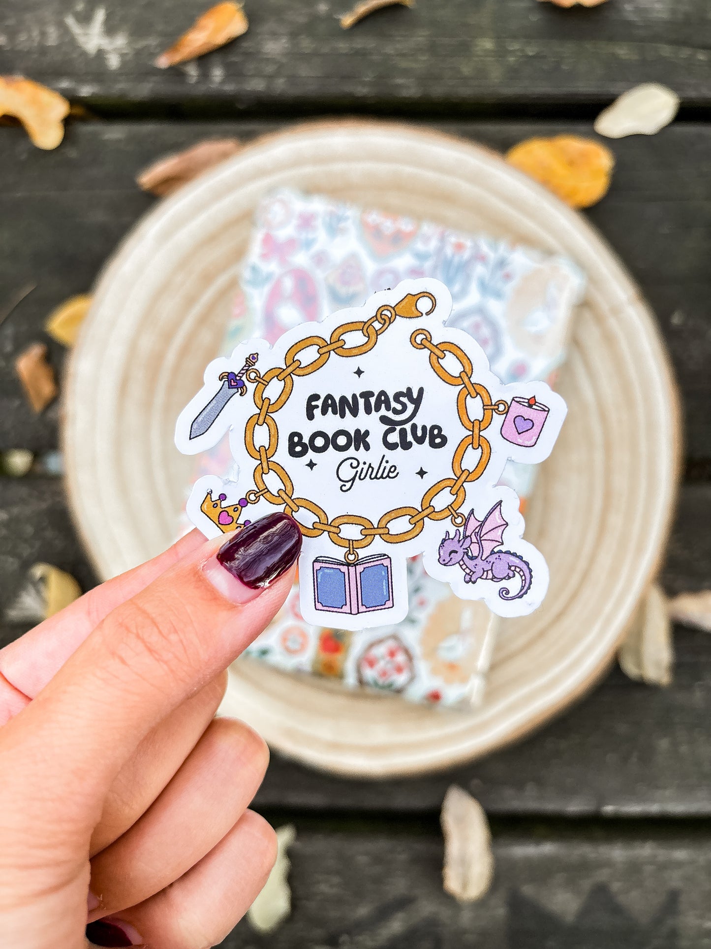 Fantasy Book Club Charm Bracelet Vinyl Sticker