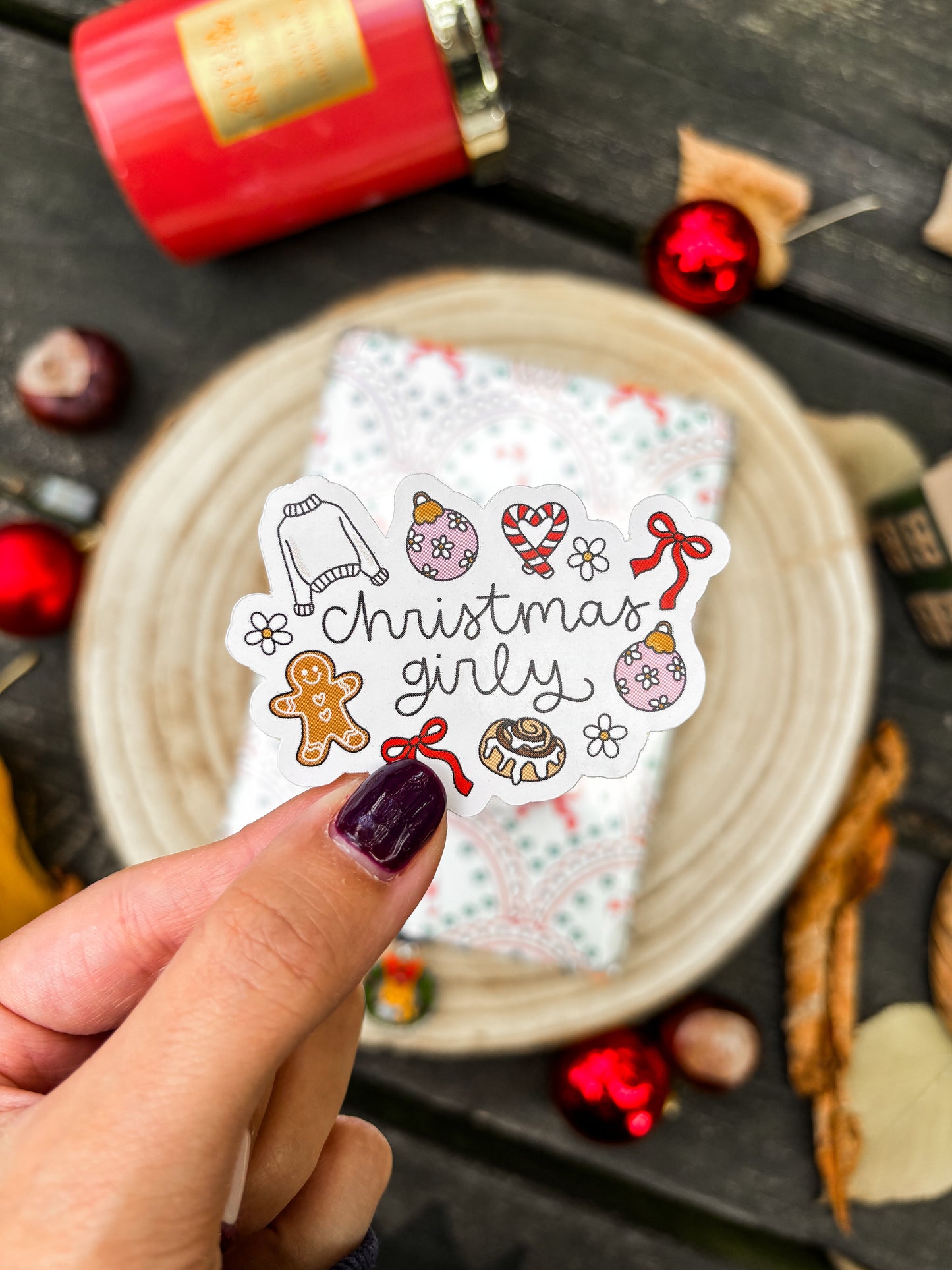 Christmas Girly Vinyl Sticker