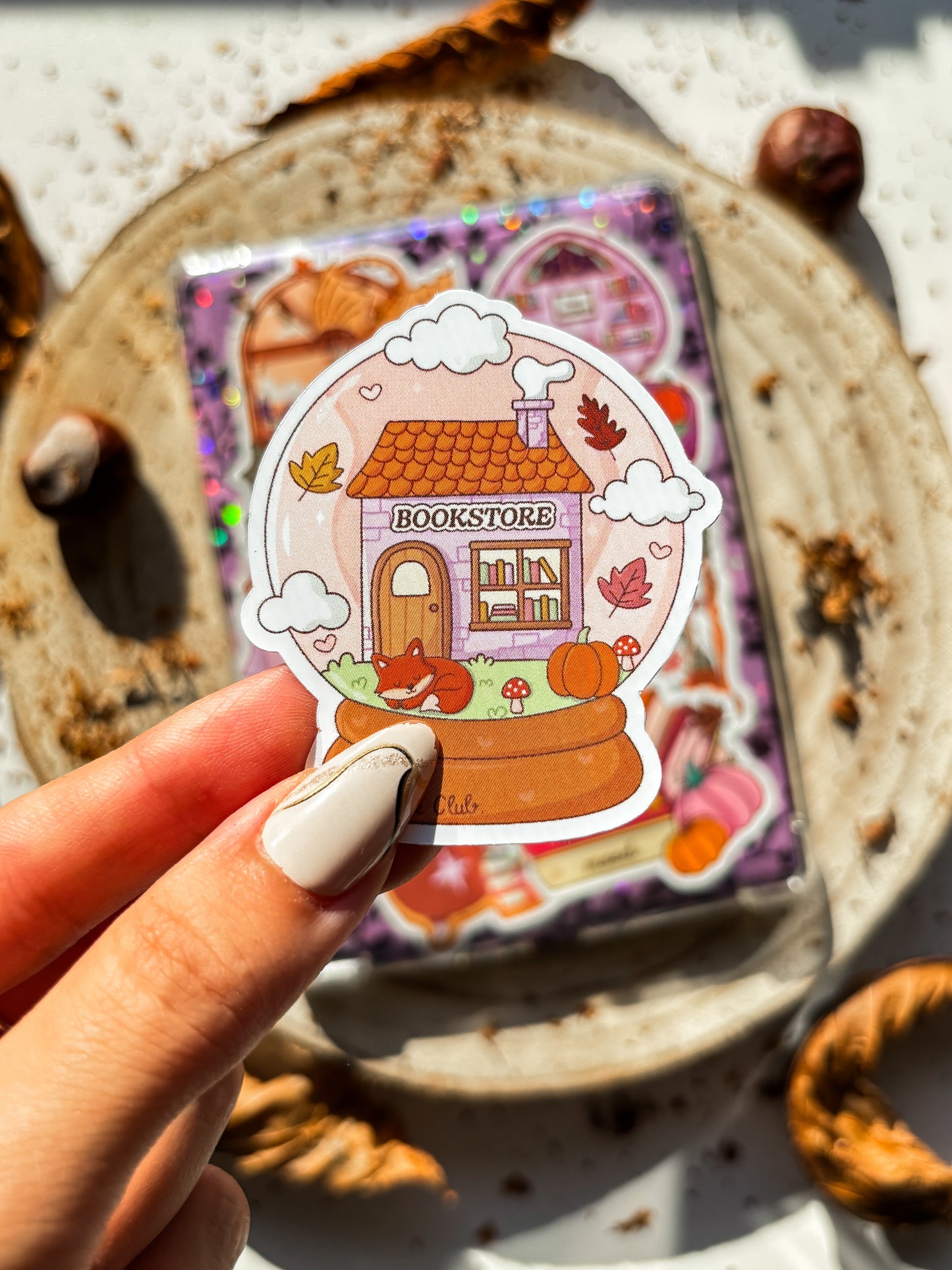 Fall Cozy Bookshop Vinyl Sticker