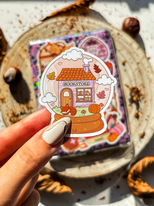 Fall Cozy Bookshop Vinyl Sticker