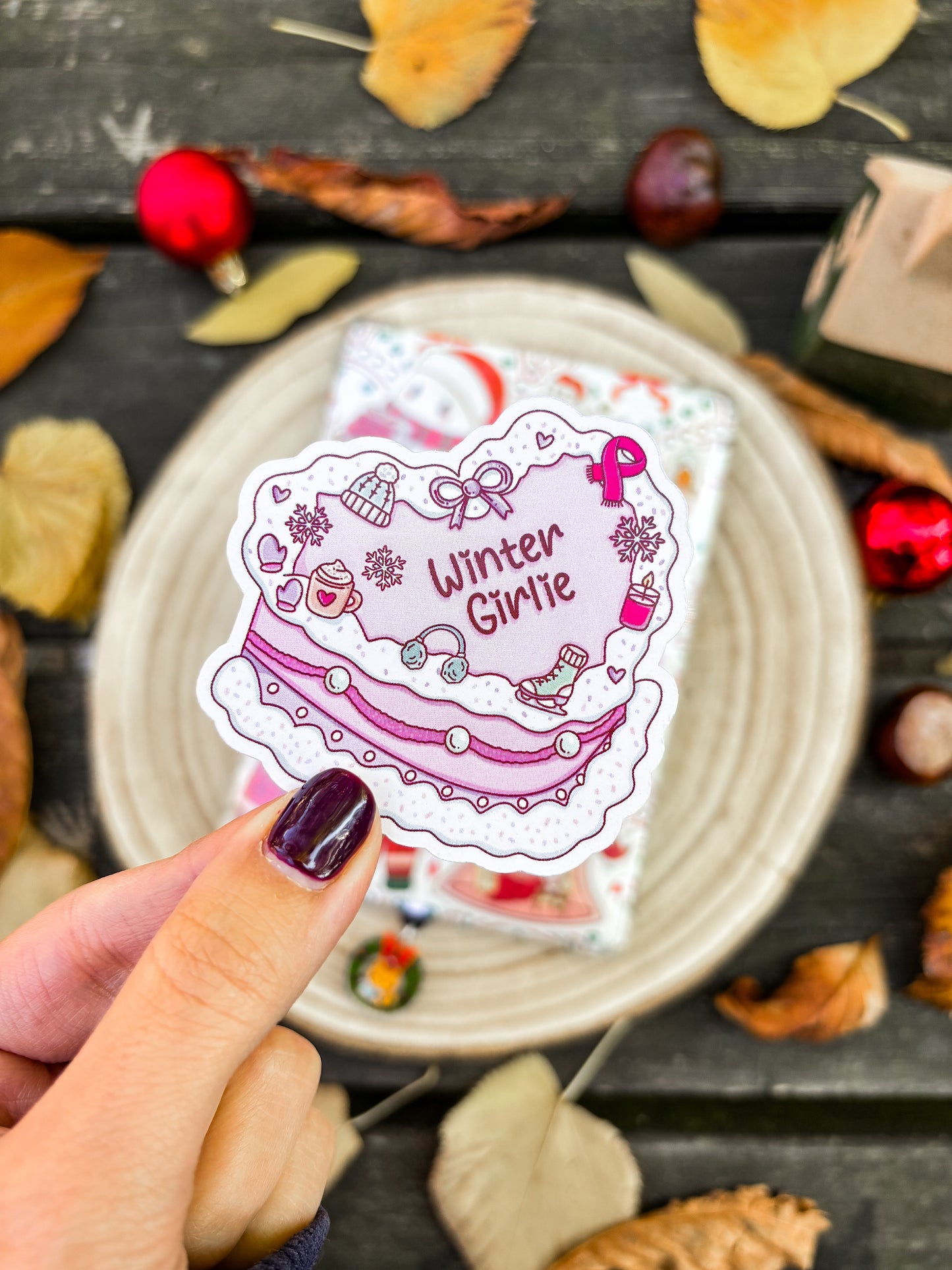 Winter Girlie Cake Vinyl Sticker