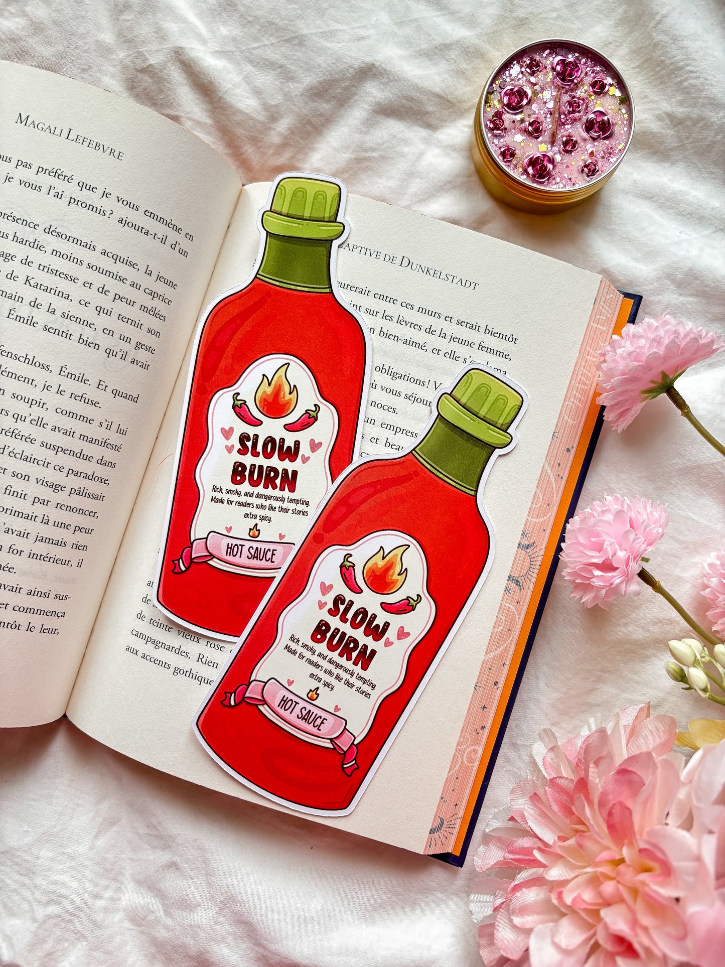 Slow burn Die-cut bookmark bookish hot sauce