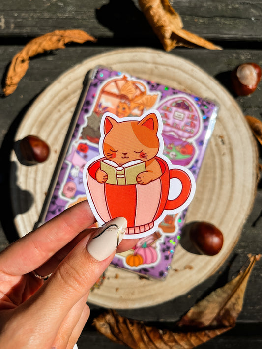 Bookish Cat Vinyl Sticker