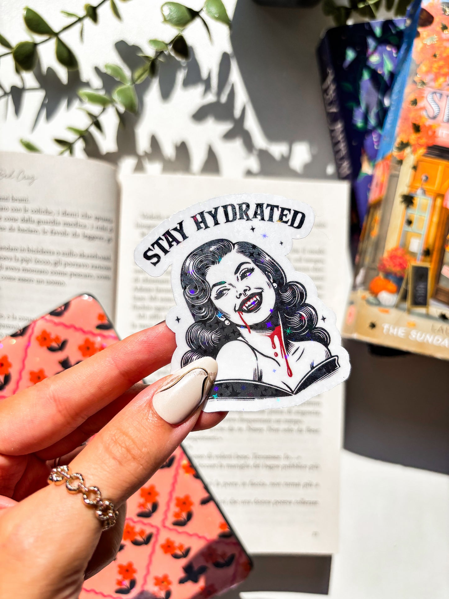 Halloween Vampire Stay Hydrated Vinyl Sticker