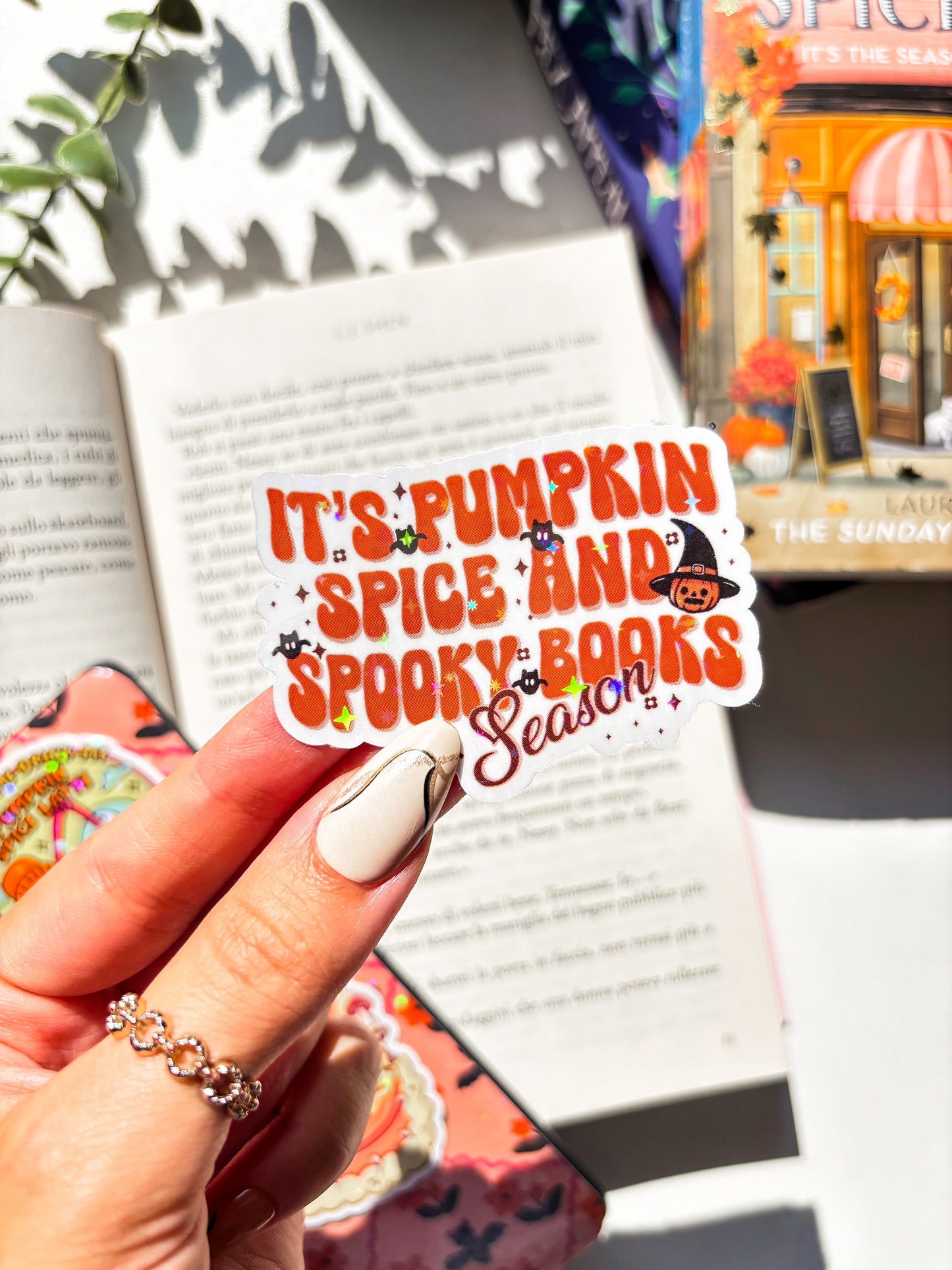 Pumpkin Spice and spooky books Vinyl Sticker