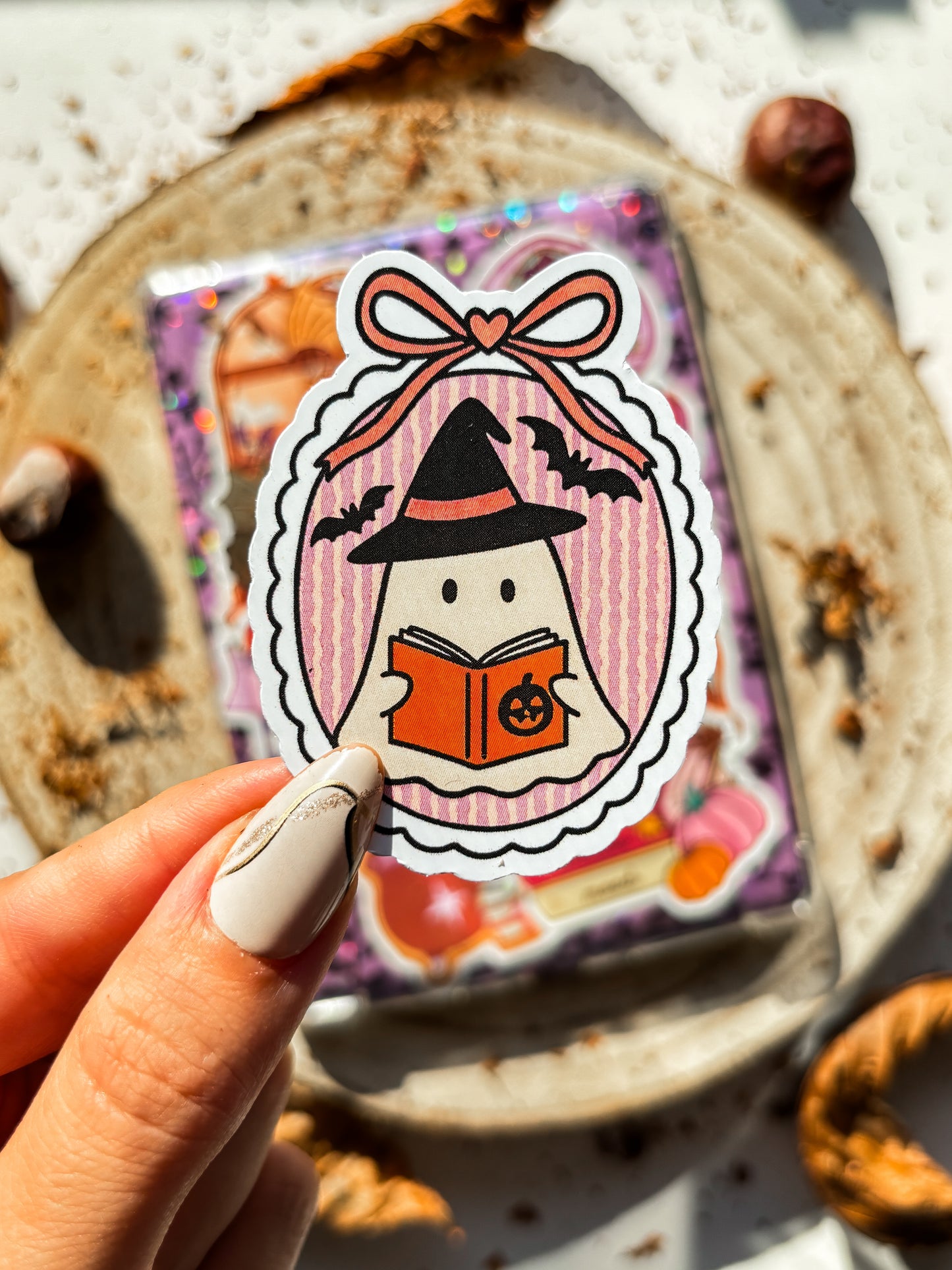Halloween Bookish Ghost Vinyl Sticker