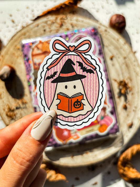 Halloween Bookish Ghost Vinyl Sticker