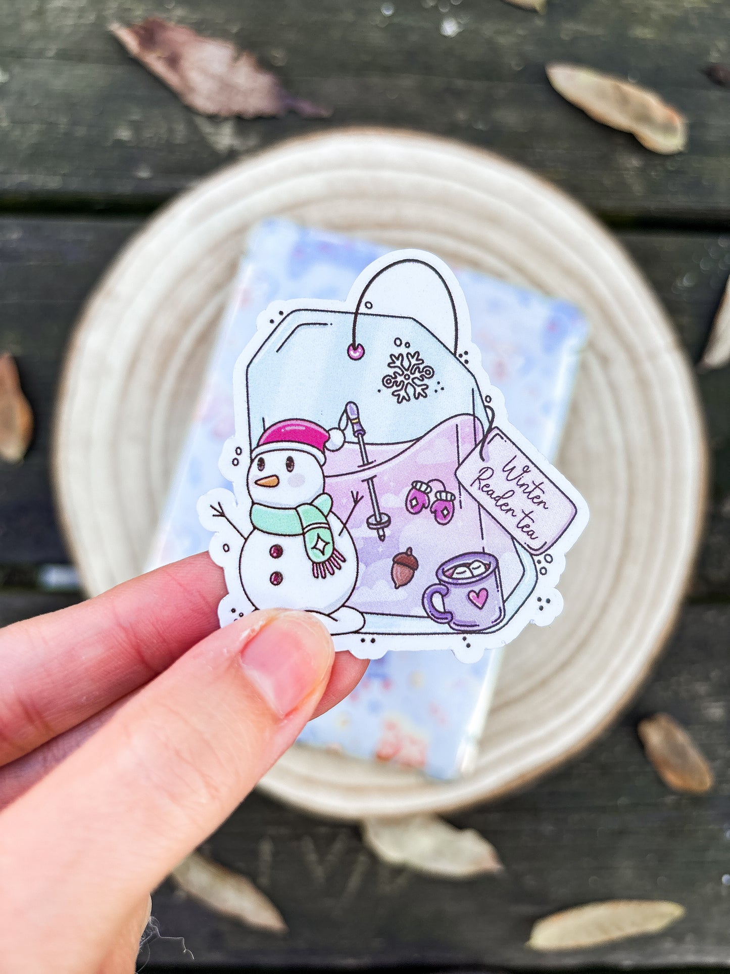 Winter Reader Tea Vinyl Sticker