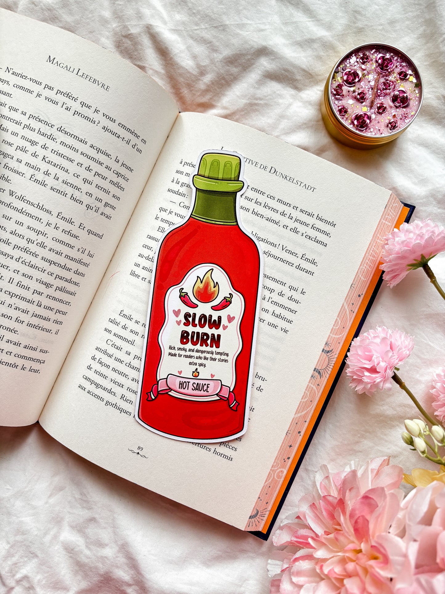 Slow burn Die-cut bookmark bookish hot sauce