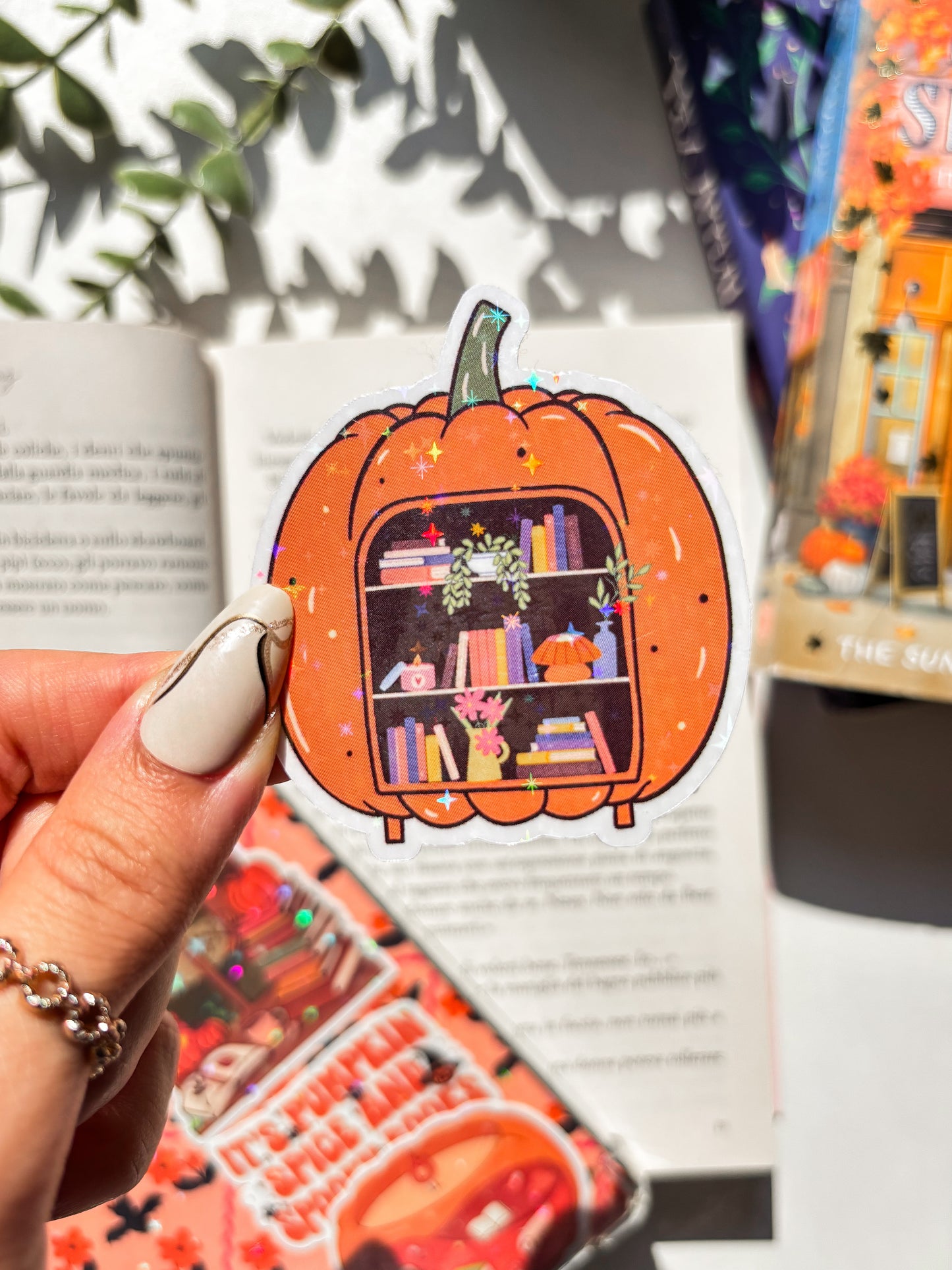Pumpkin Bookshelf Vinyl Sticker