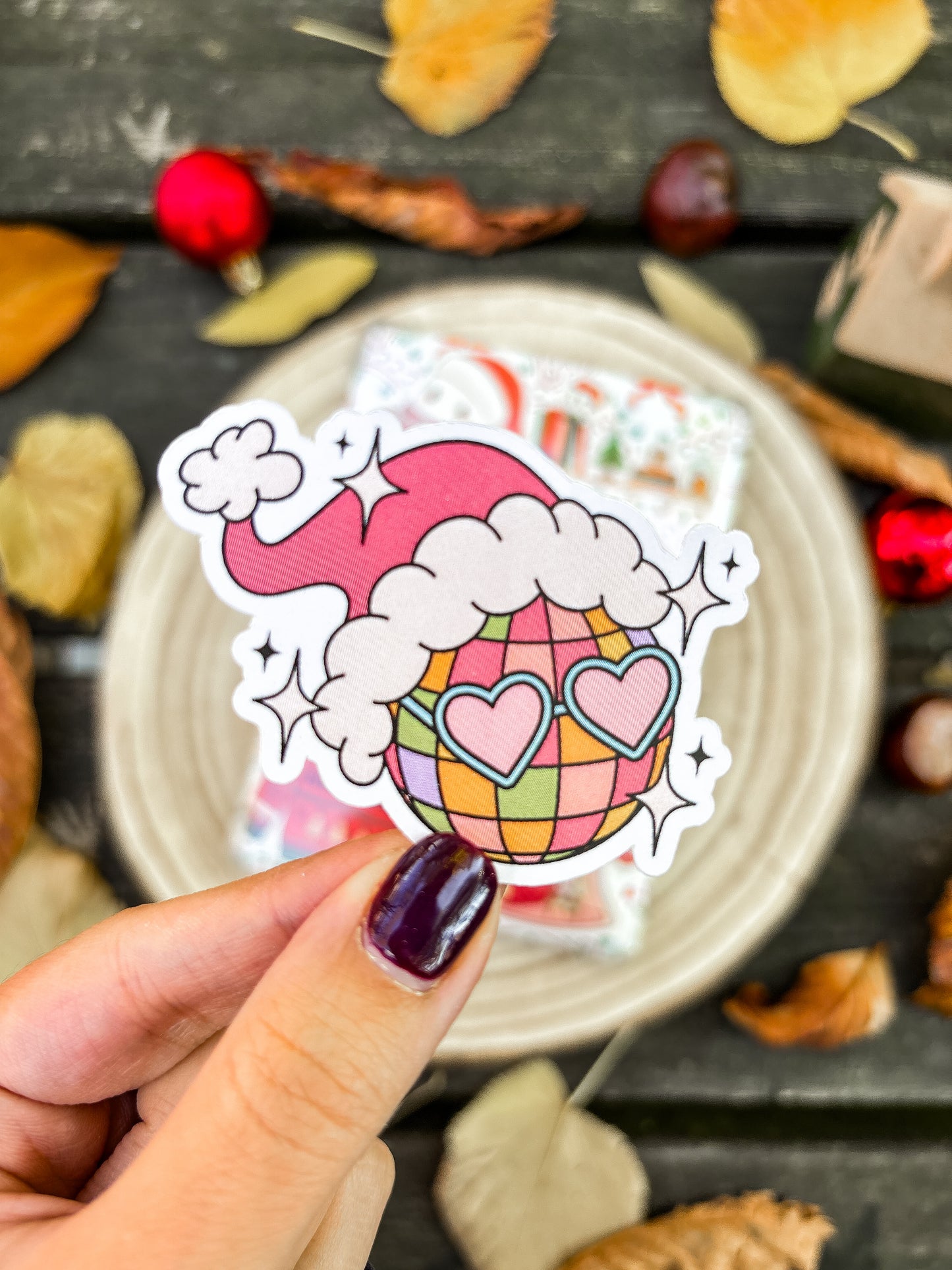 CHristmas Disco Ball Vinyl Sticker